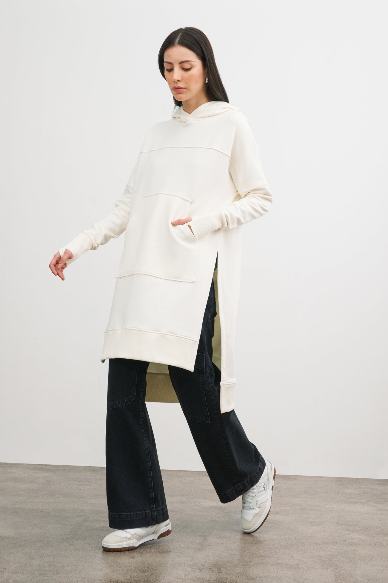 White Oversized Sweatshirt Top Noori Sweatshirt Tunic Marcella