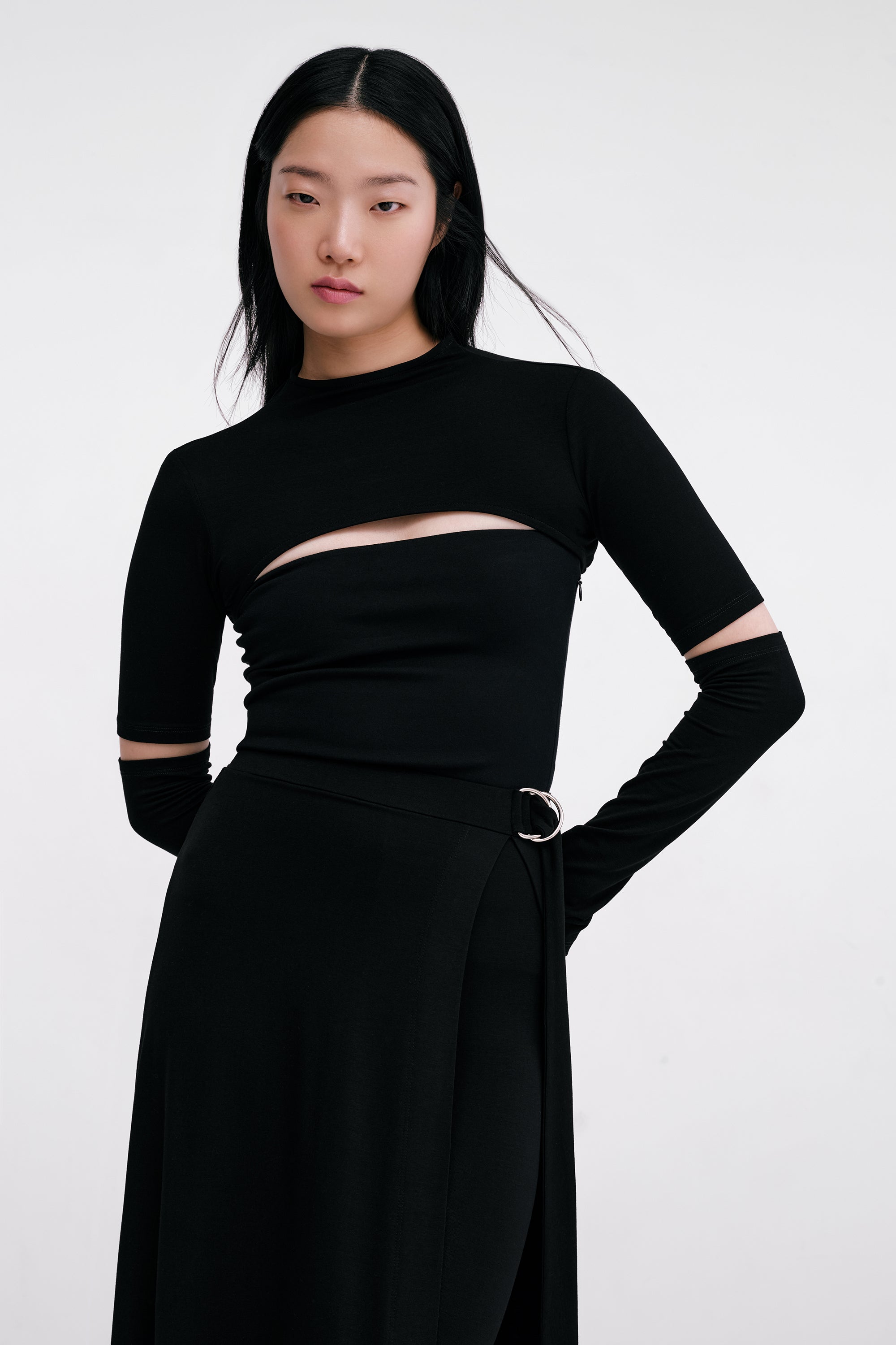 Marcella | Long Sleeve Indra Bolero Top in Black | Women's Size Medium | Sustainable European Jersey