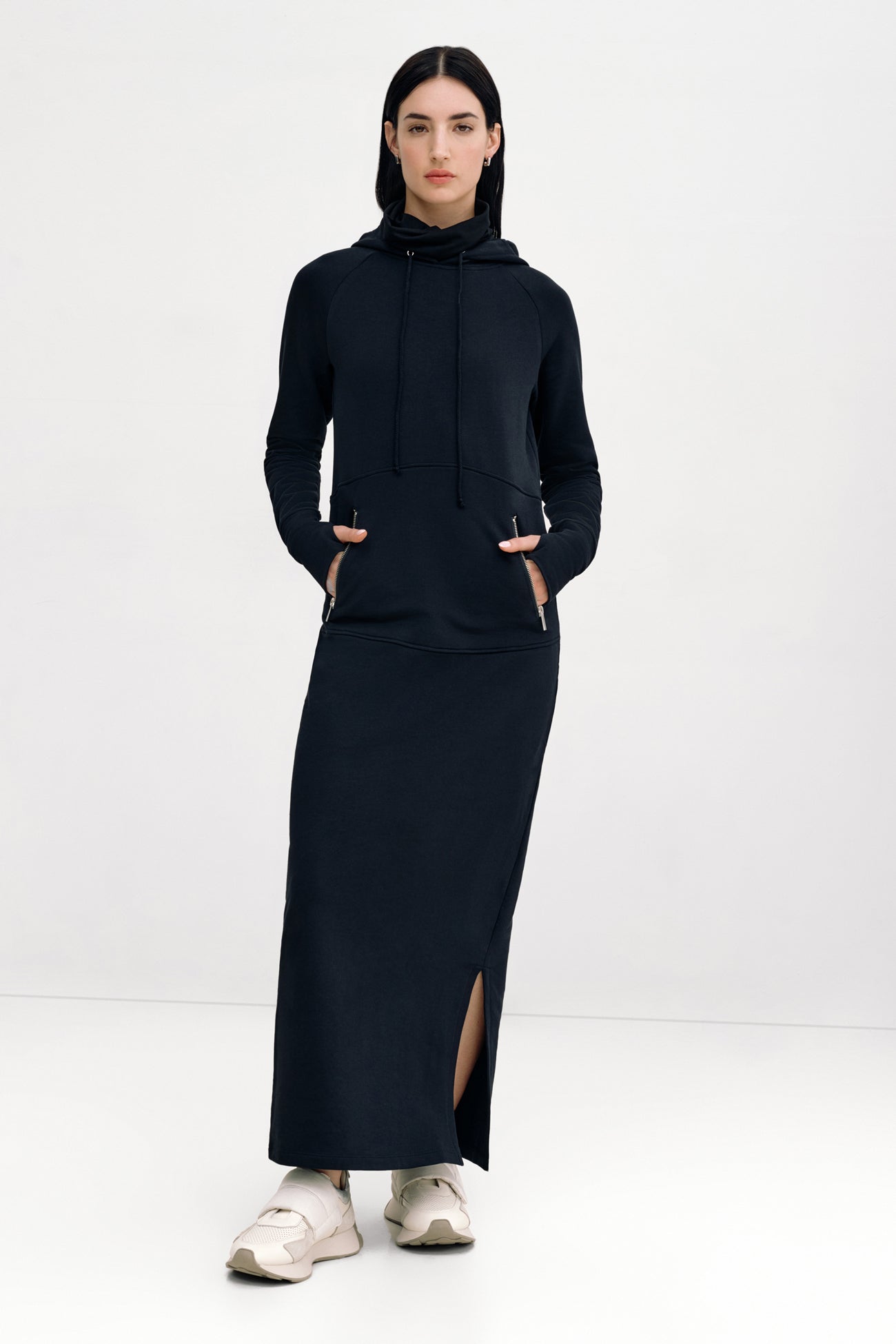 Marcella Elba Long Sleeve Sweatshirt Dress in Black | Women's Size 3XL | Midweight French Terry