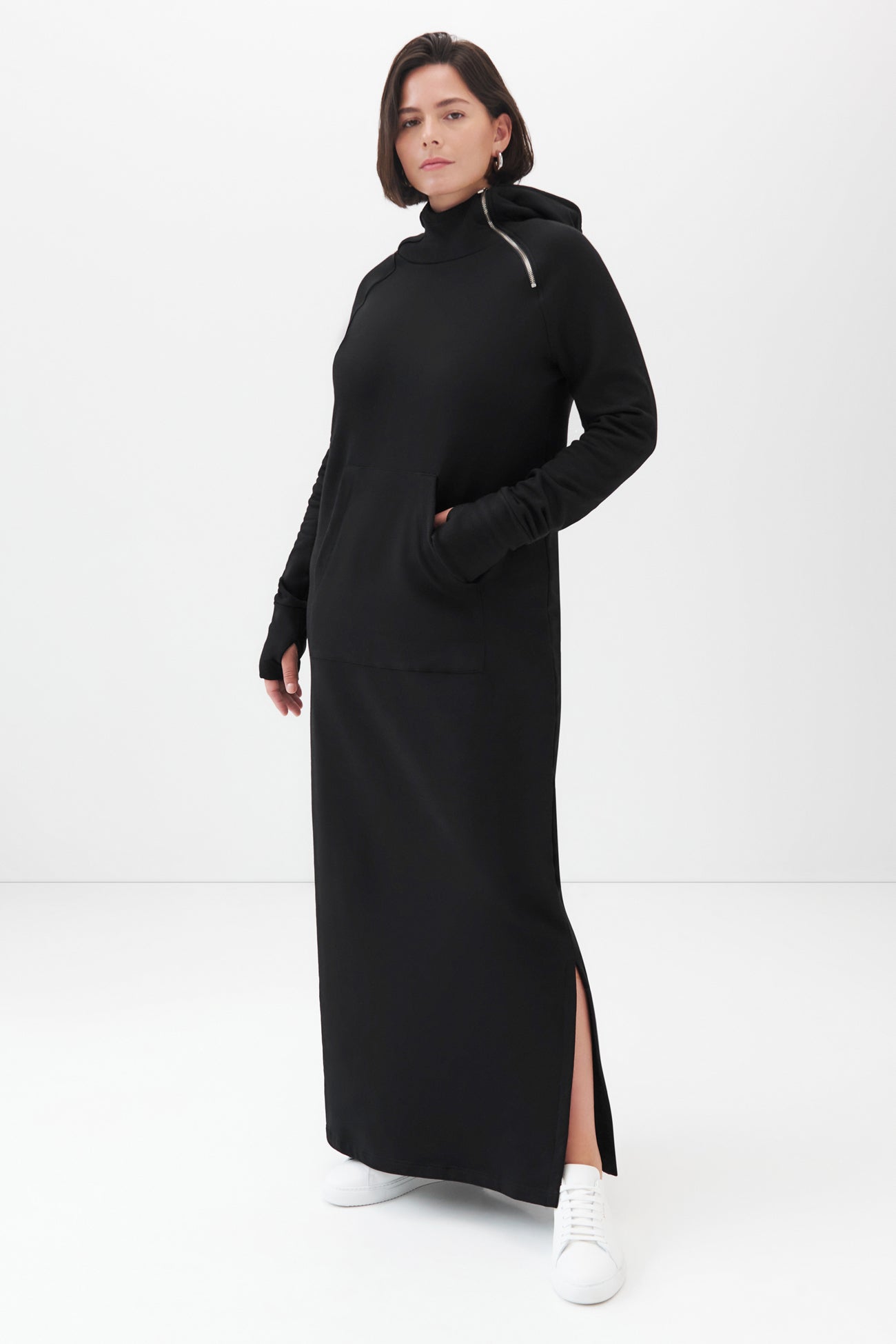 Marcella | Tompkins Long Sleeve Sweatshirt Dress in Olive | Women's Size Small | Midweight French Terry