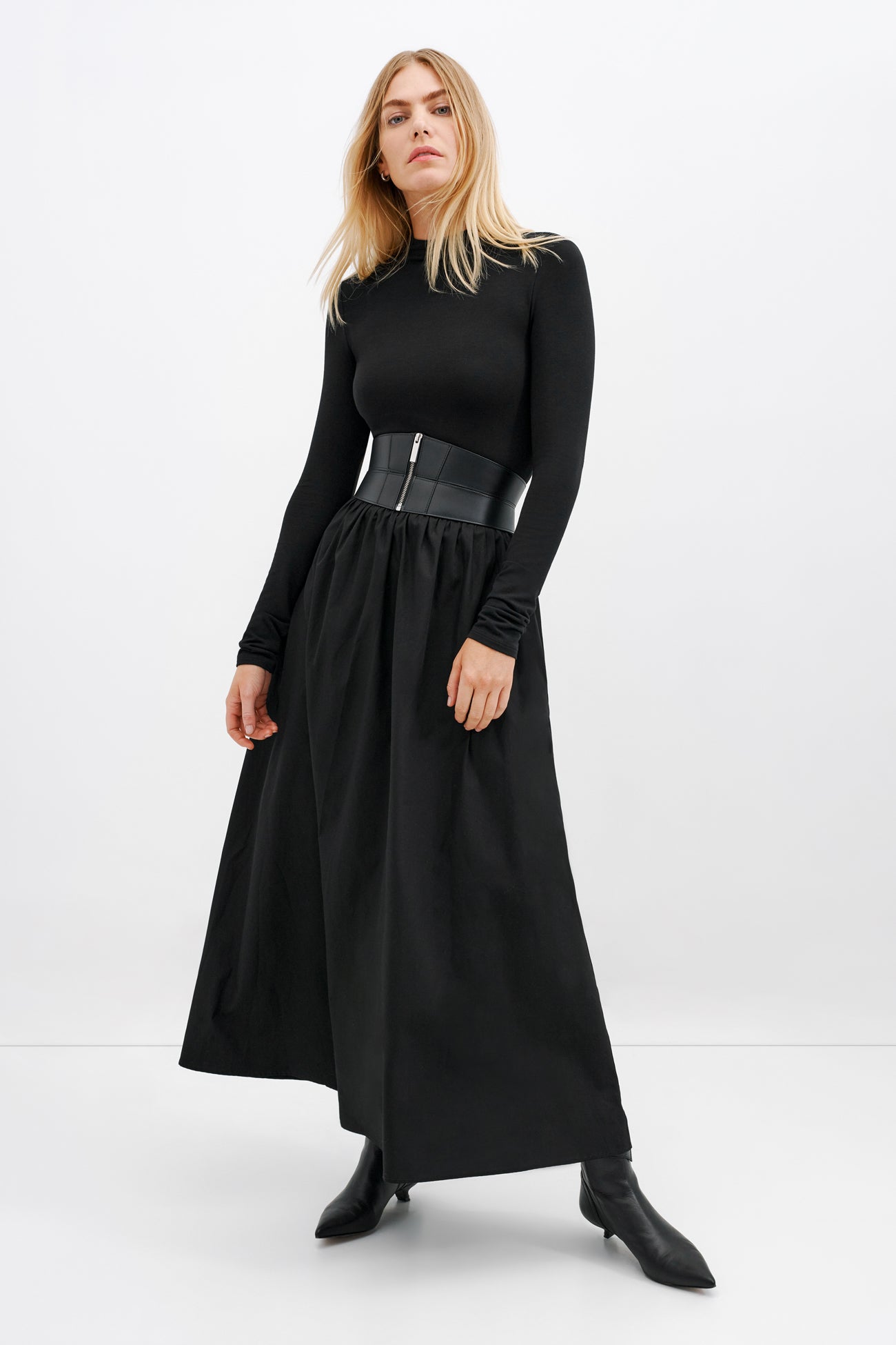 white christmas dresses Marcella | Fillmore Long Sleeve Dress in Black | Women's Size XXS | Midweight French Terry