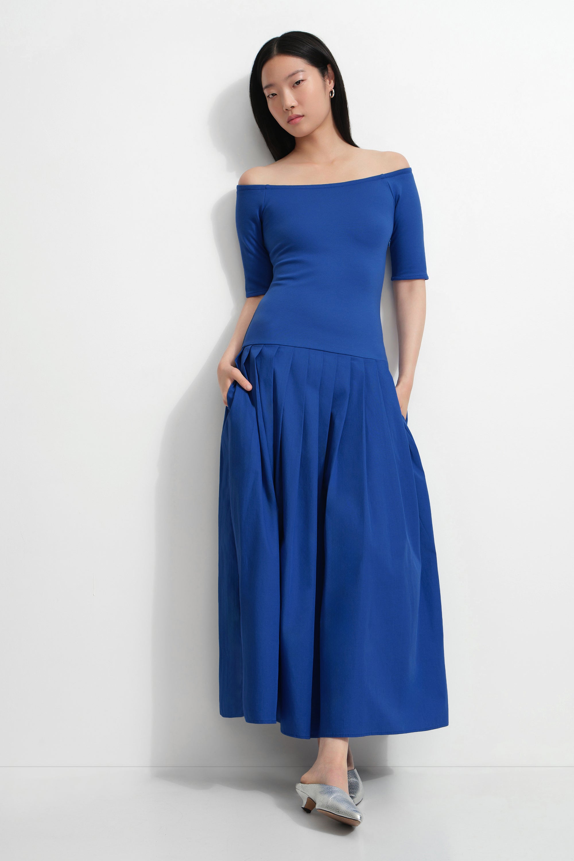 Women's European Cotton Off-Shoulder Midi Dress - Mila Dress | Marcella Women's European Cotton Off-Shoulder Midi Dress - Mila Dress | Marcella