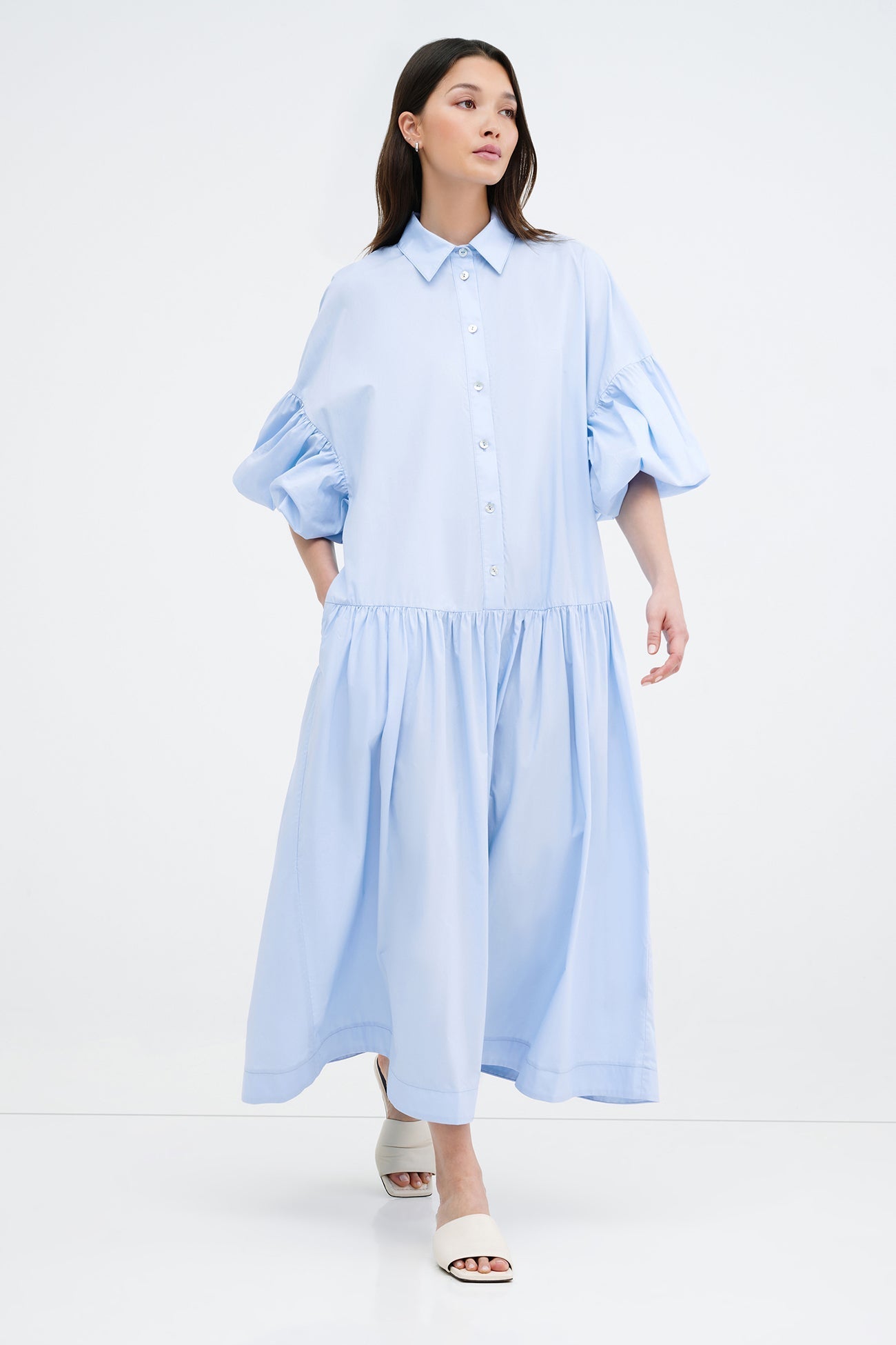 midi poplin shirt dress Loft Poplin Twist Midi Shirtdress Size 4 Warm Graphite Women's