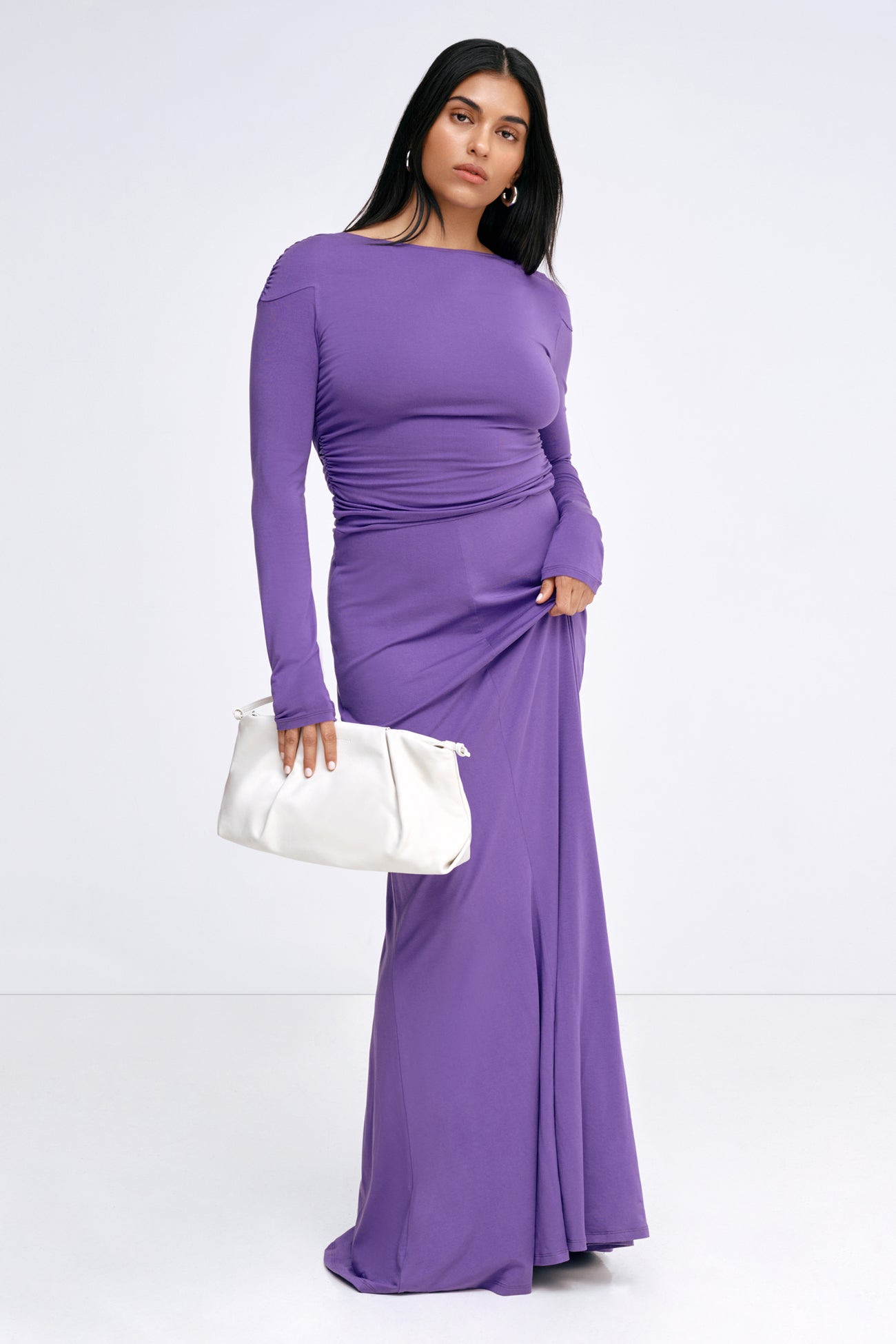 Marcella | Tilden Long Sleeve Dress in Violet | Women's Size XS | Sustainable European Jersey | Spring And Summer Clothing Marcella | Tilden Long Sleeve Dress in Violet | Women's Size XS | Sustainable European Jersey | Spring And Summer Clothing