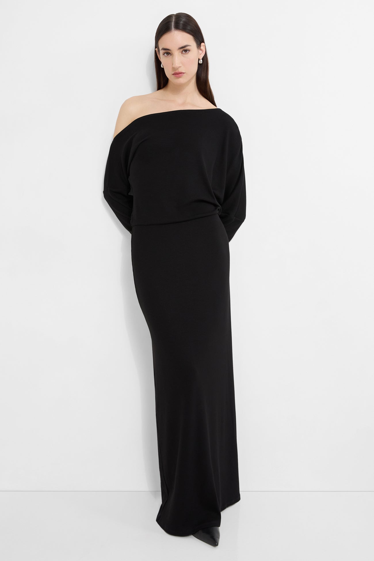 Marcella | Amia Maxi Long Sleeve Dress in Black | Women's Size Large | Sheer European Jersey | Spring And Summer Clothing Marcella | Amia Maxi Long Sleeve Dress in Black | Women's Size Large | Sheer European Jersey | Spring And Summer Clothing