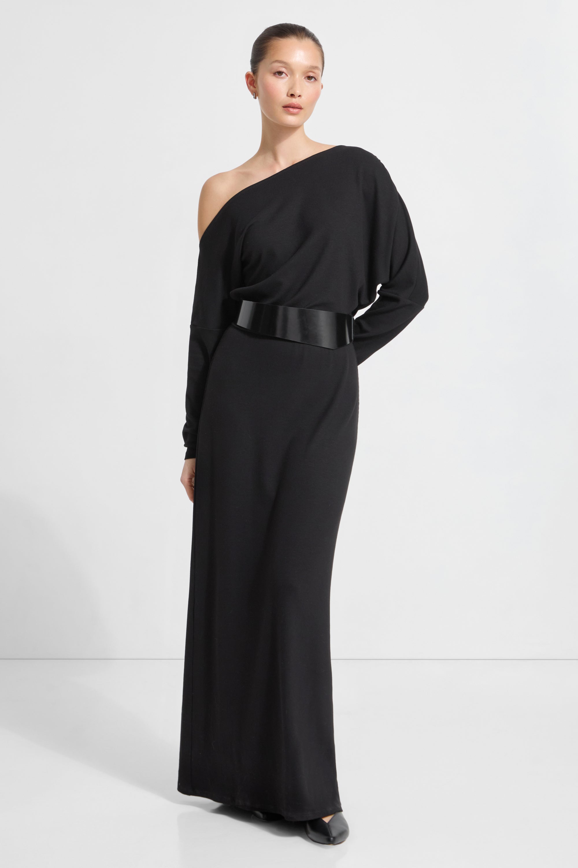 Marcella | Amia Maxi Long Sleeve Dress in Black | Women's Size Medium | Sheer European Jersey | Spring and Summer Clothing Marcella | Amia Maxi Long Sleeve Dress in Black | Women's Size Medium | Sheer European Jersey | Spring and Summer Clothing