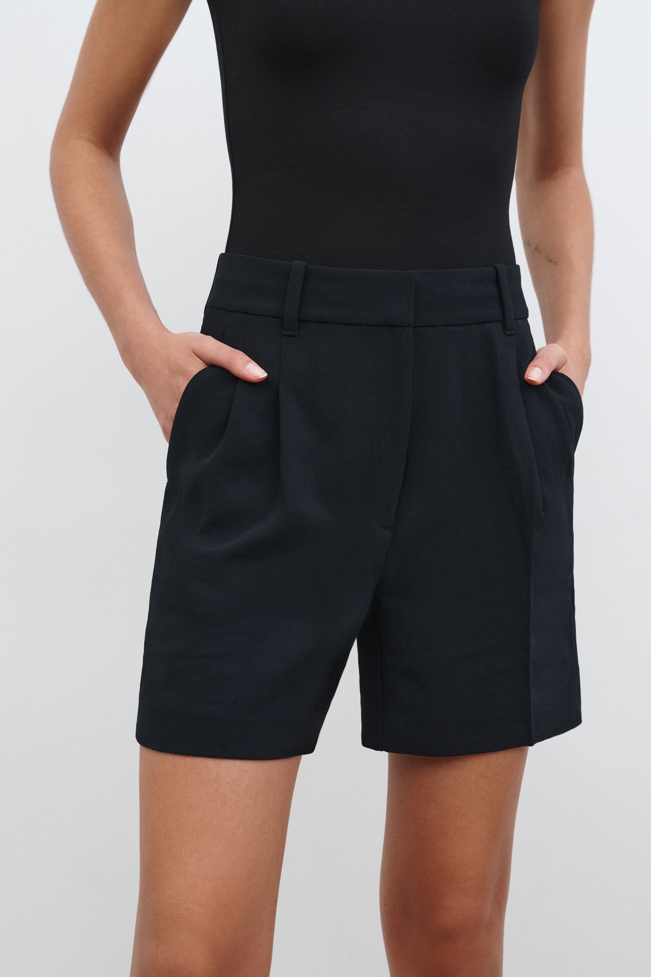 high waisted black dress shorts Black Women's High Waisted Pleated Dress Shorts for Business and Casua Lookbook Store