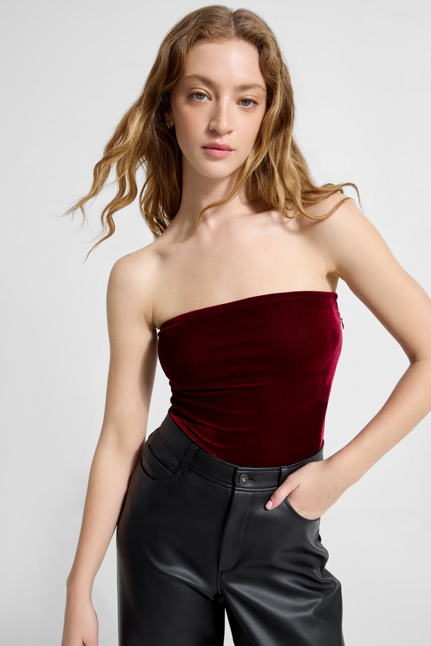 burgundy tube top dress Taking Advantage Strapless Mini Dress Burgundy
