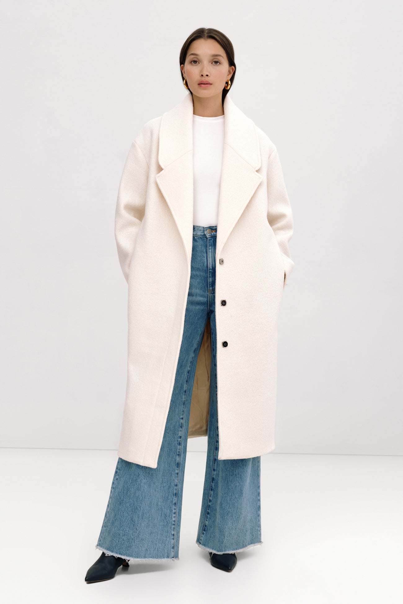 Oversized Women's Cream Wool Winter Coat Elizabeth Coat Marcella