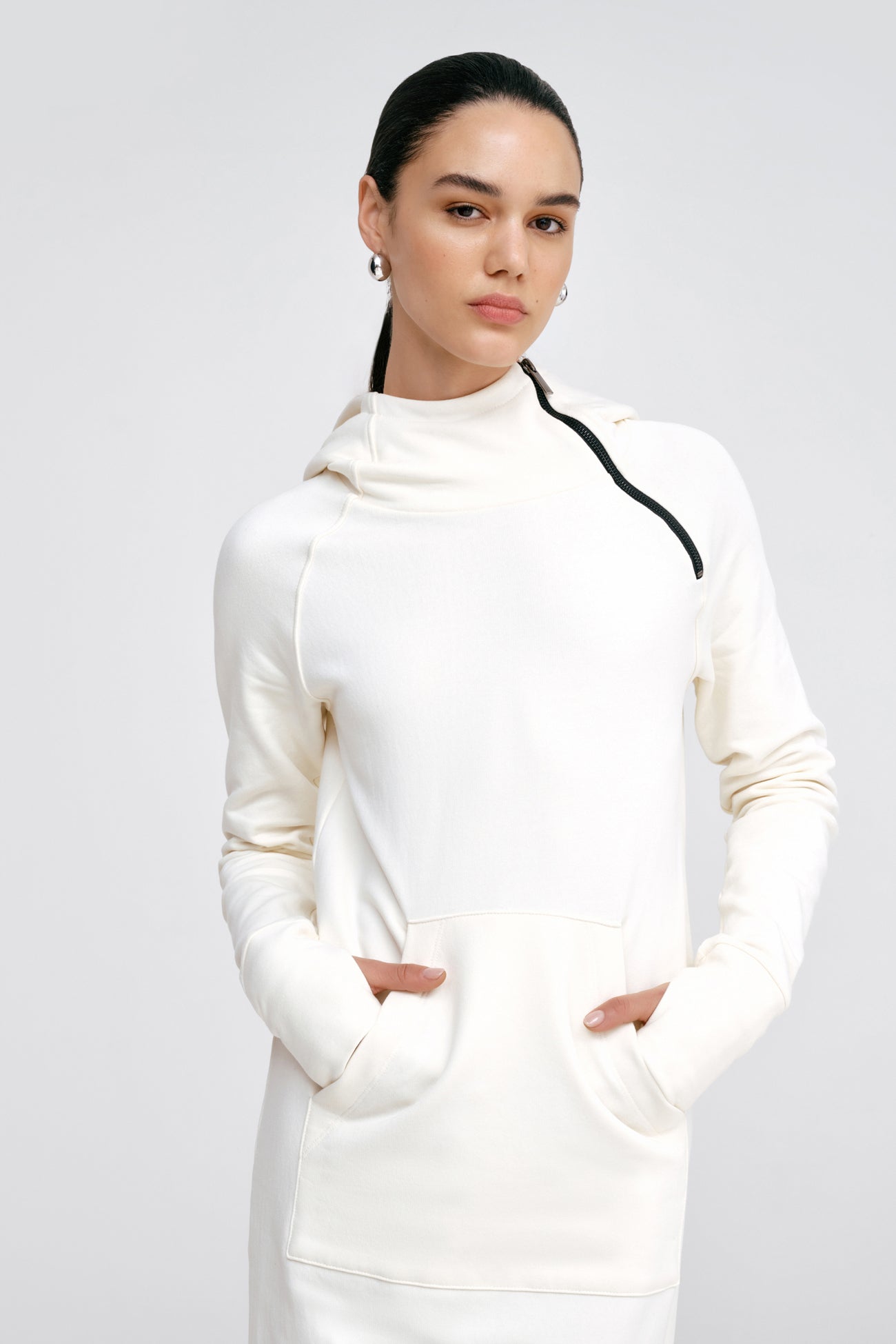 Marcella | Tompkins Long Sleeve Sweatshirt Dress in Fog | Women's Size XS | Midweight French Terry | Spring And Summer Clothing Marcella | Tompkins Long Sleeve Sweatshirt Dress in Fog | Women's Size XS | Midweight French Terry | Spring And Summer Clothing