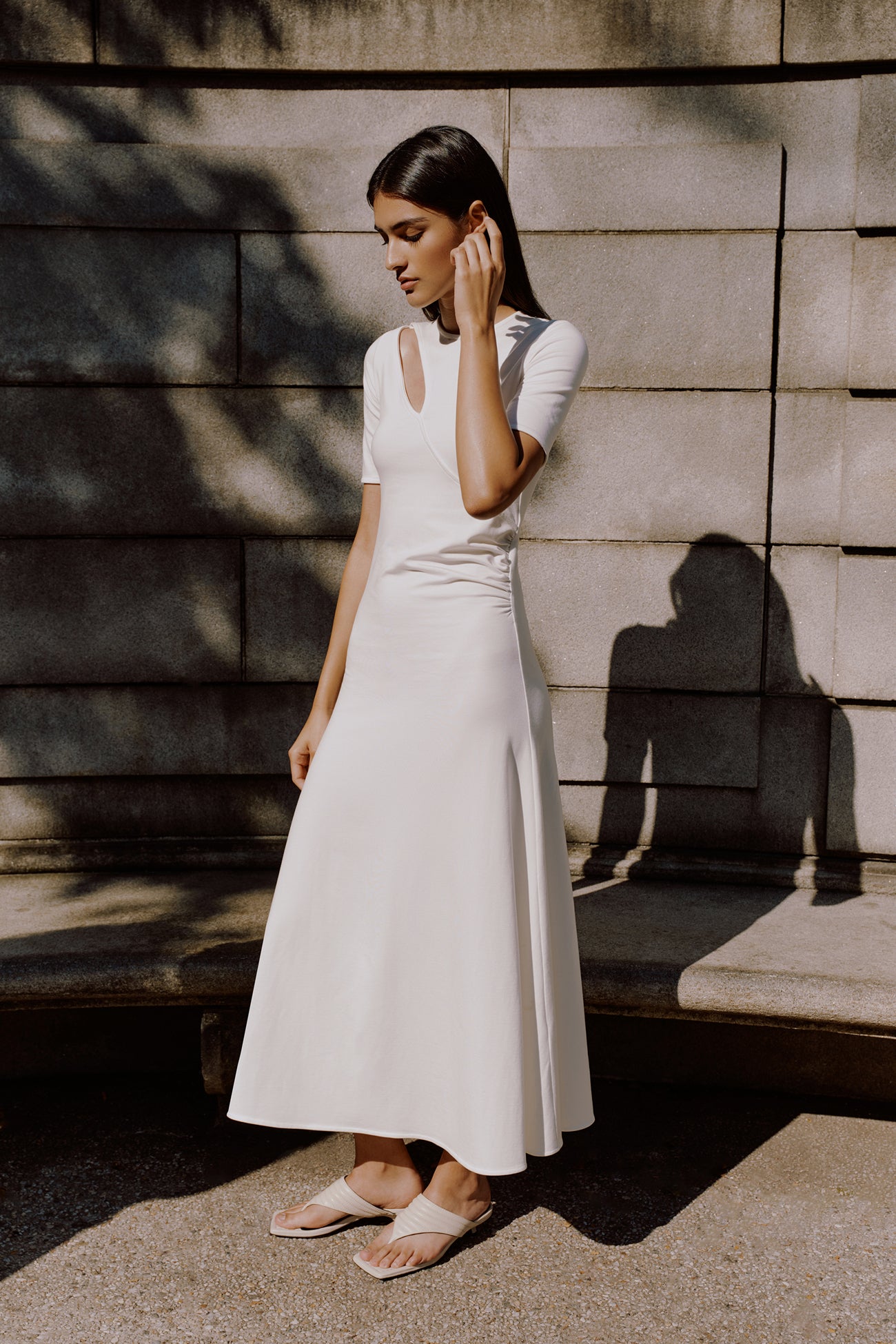 Marcella | Ayla Dress in Off White | Women's Size Medium | Sustainable European Jersey | Spring and Summer Clothing Marcella | Ayla Dress in Off White | Women's Size Medium | Sustainable European Jersey | Spring and Summer Clothing