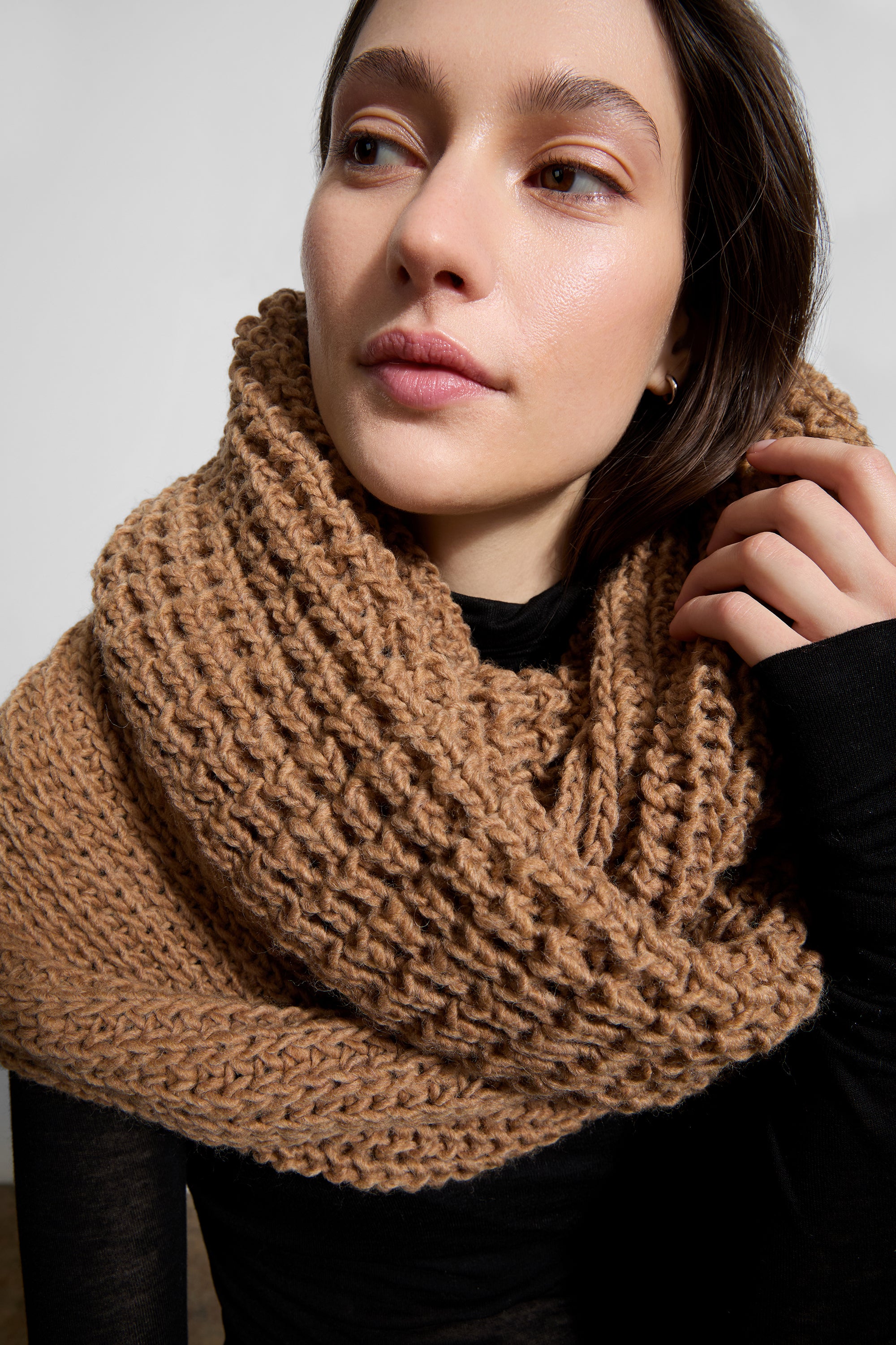 Camel Brown Oversized Chunky Scarf London Infinity Scarf Marcella