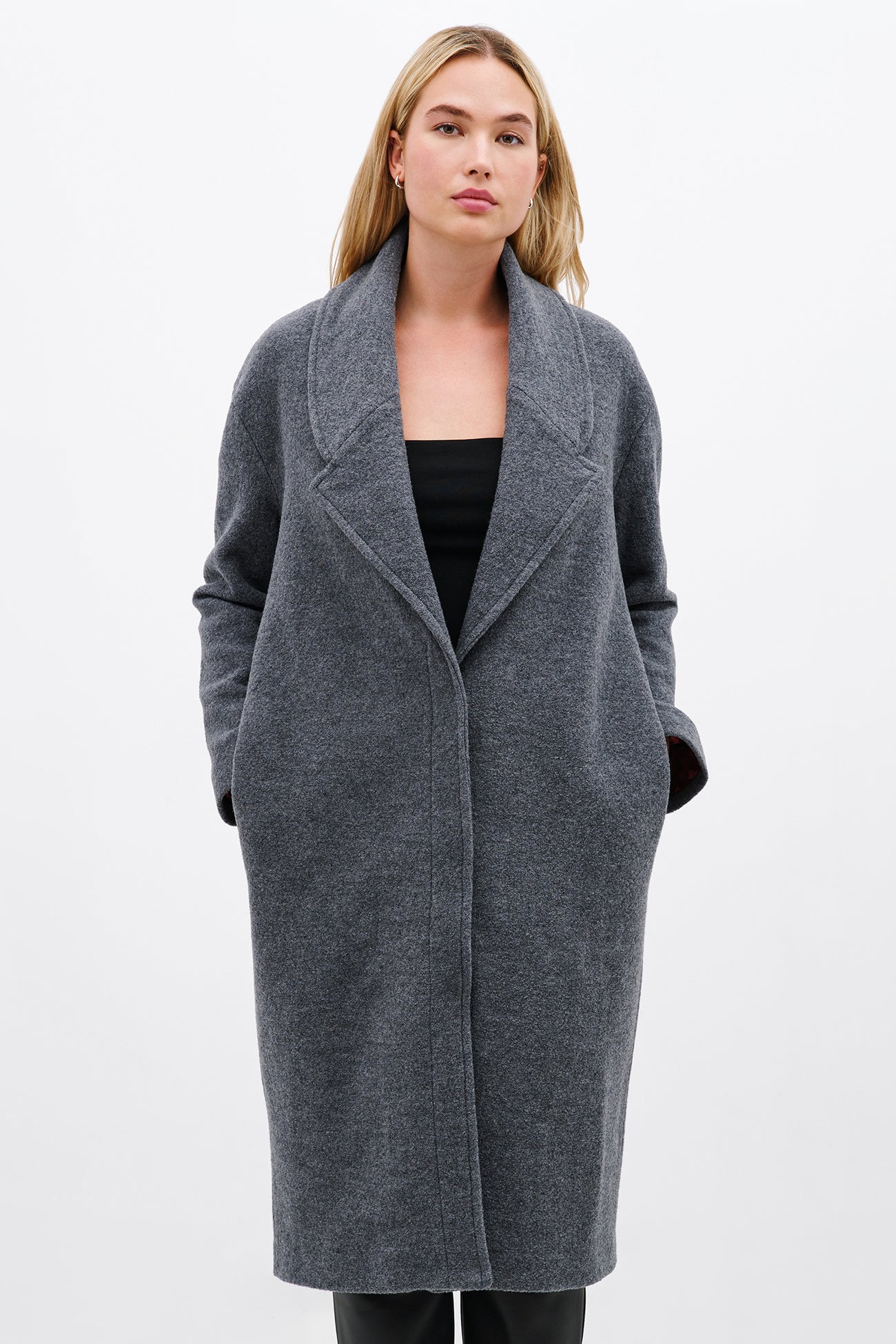 Oversized Women's Medium Grey Wool Winter Coat Marcella