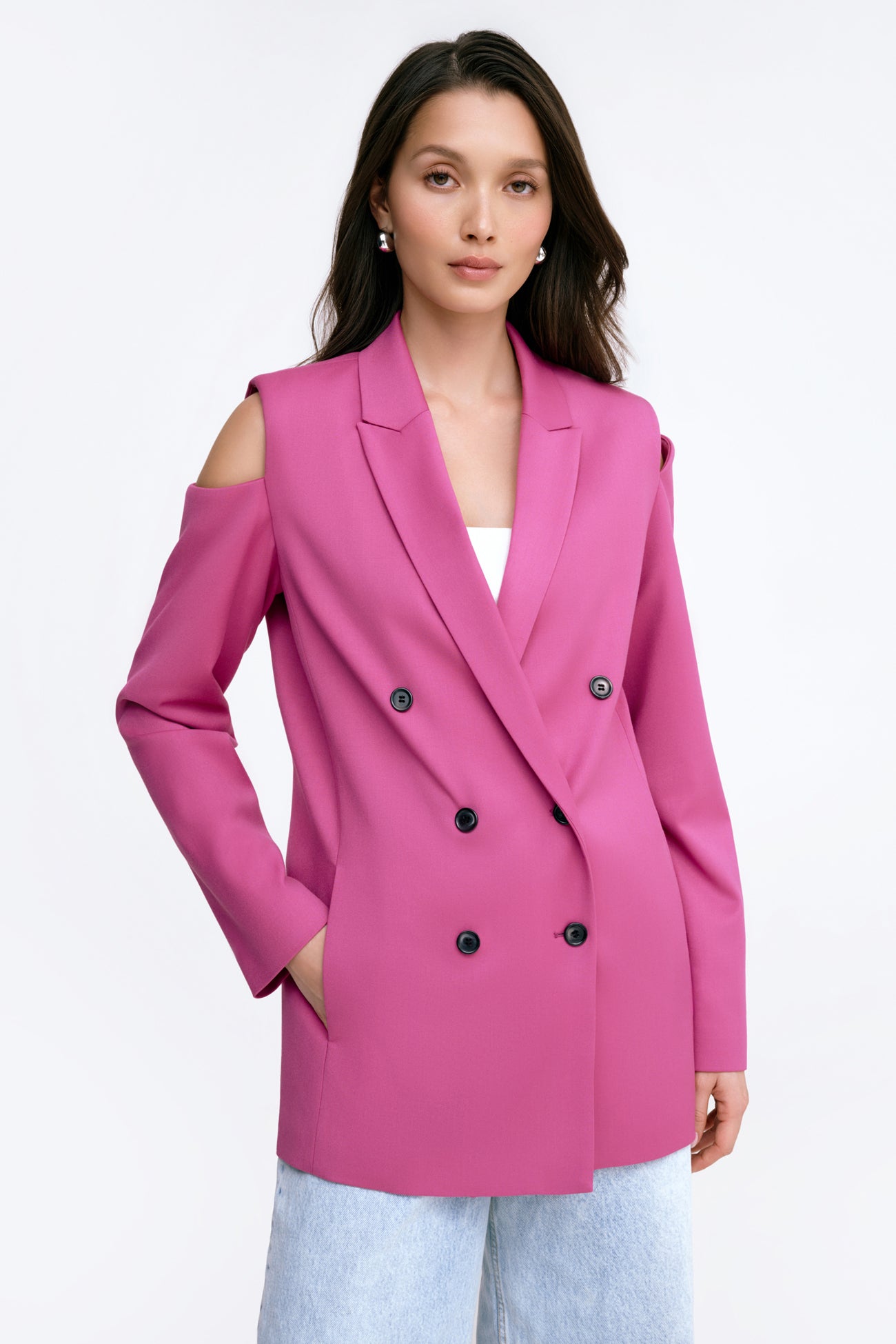 ジャケット MARNI FW23 Light pink wool blazer (GIMA0229QUTW839 00C26) Relaxed Pink Blazer with Asymmetric Cutouts - Kimi Blazer