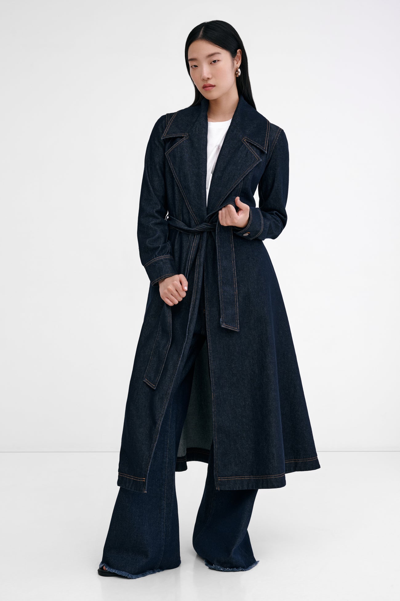 Dark Blue Traditional Trench Riverside Trench Jacket Marcella