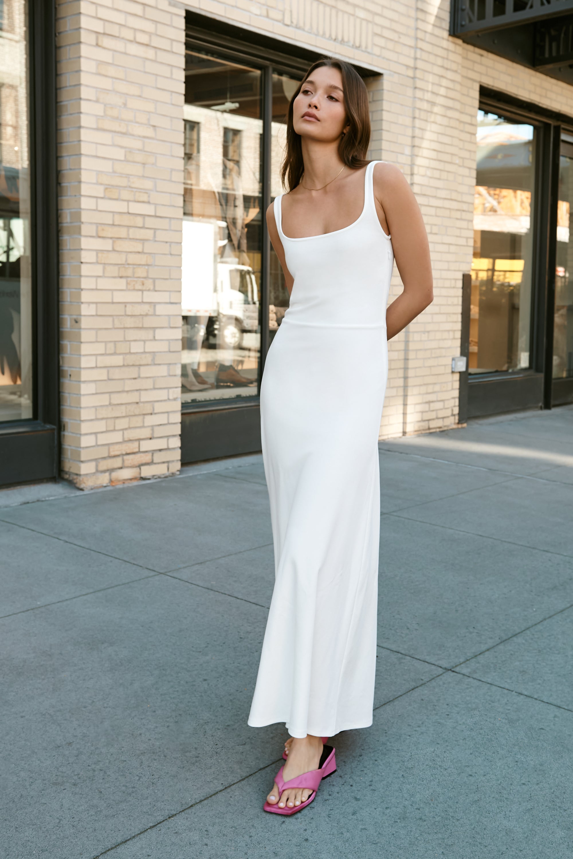 Off White A-Line Scoop Neck Tank Dress - Marvin Dress | Marcella