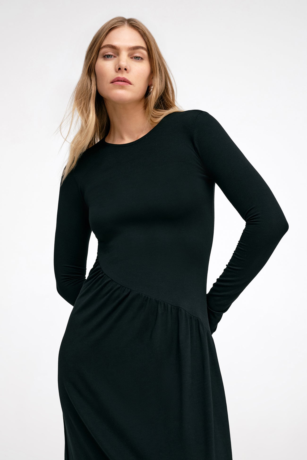 Marcella | Laura Long Sleeve Dress in Black | Women's Size Xs | Sustainable European Jersey | Spring and Summer Clothing Marcella | Laura Long Sleeve Dress in Black | Women's Size Xs | Sustainable European Jersey | Spring and Summer Clothing