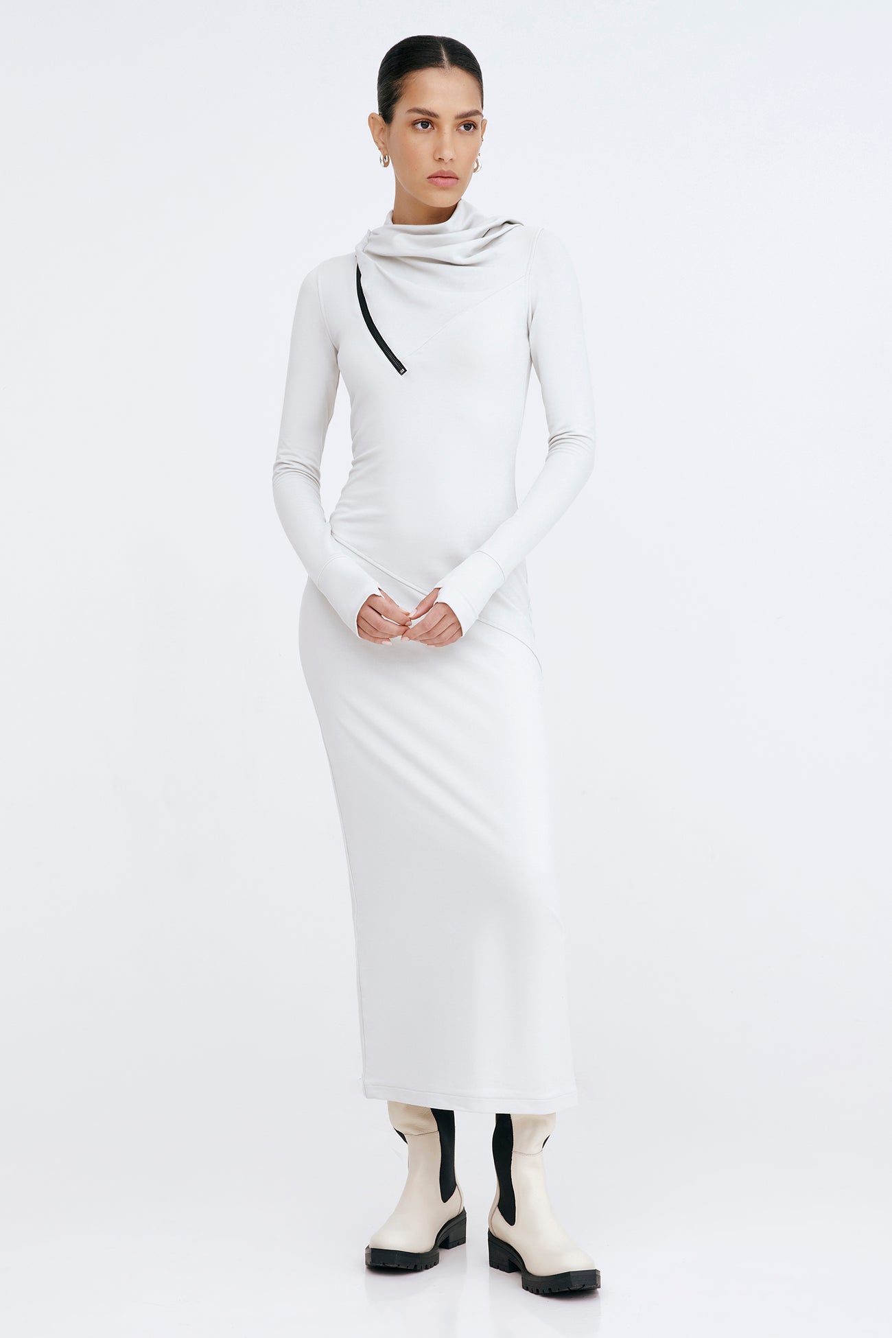 Marcella | Broome Long Sleeve Dress in Mist | Women's Size Xs | Midweight French Terry