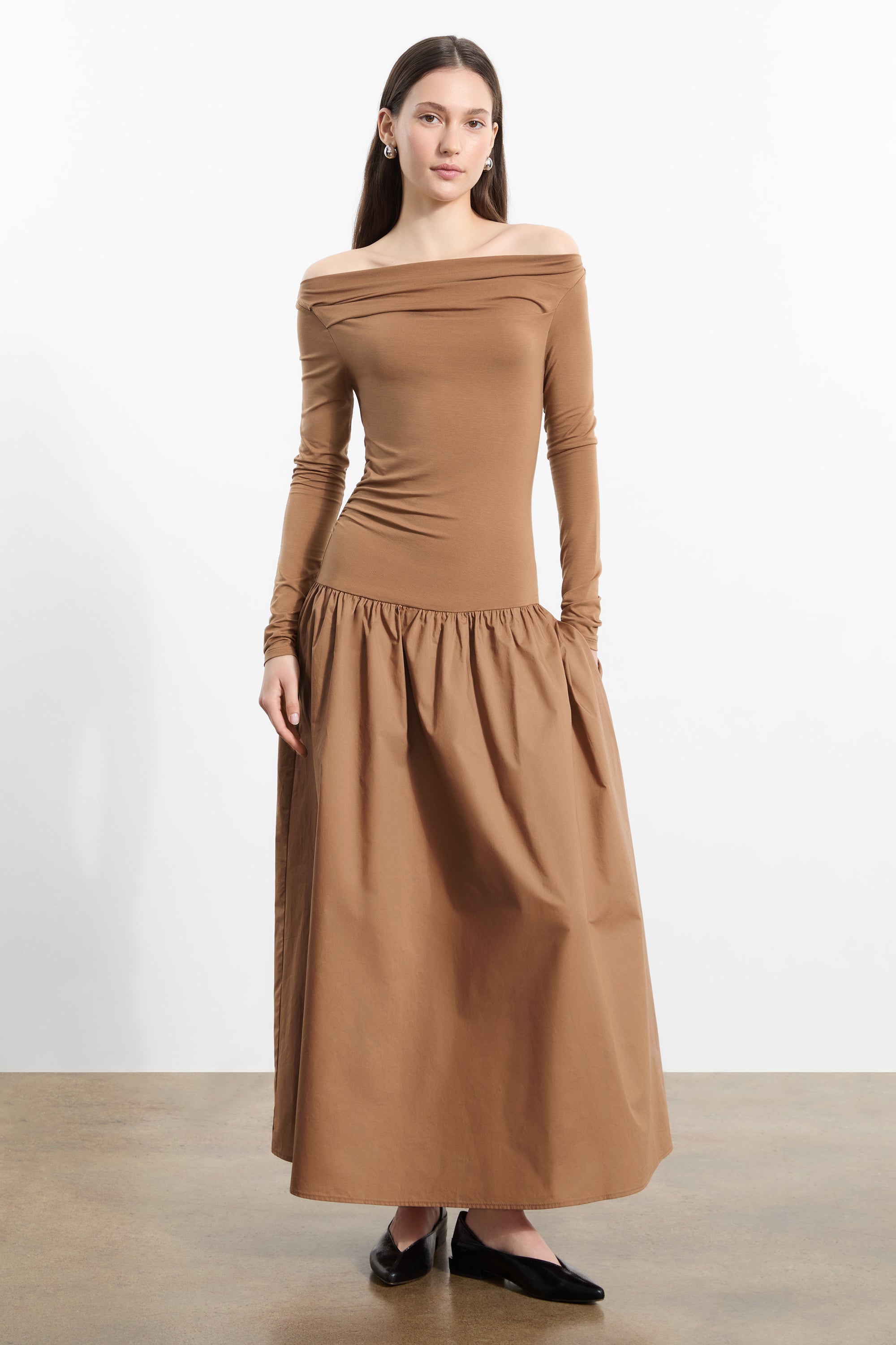 Marcella | Winslet Long Sleeve Dress in Chestnut | Women's Size XS | Sustainable European Jersey | Spring And Summer Clothing Marcella | Winslet Long Sleeve Dress in Chestnut | Women's Size XS | Sustainable European Jersey | Spring And Summer Clothing