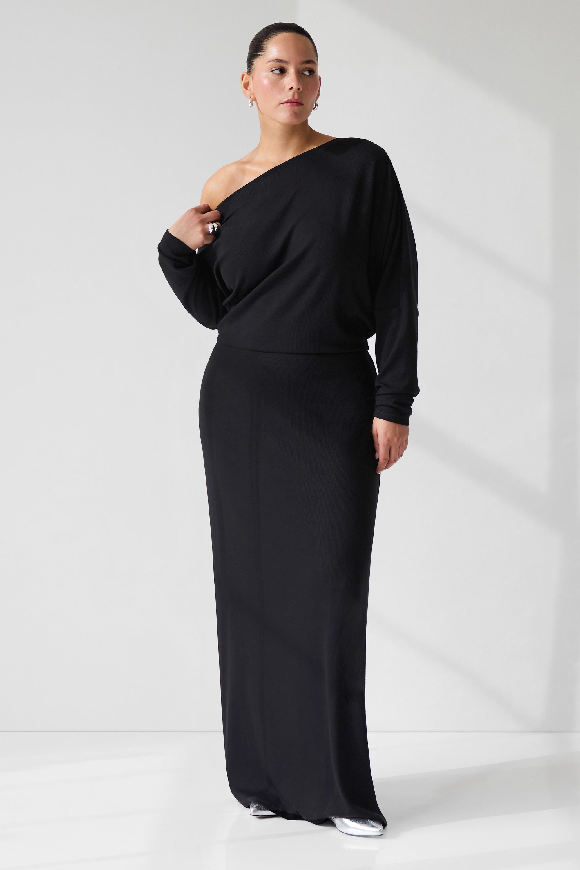 Marcella | Amia Maxi Long Sleeve Dress in Black | Women's Size Small | Sheer European Jersey | Spring and Summer Clothing Marcella | Amia Maxi Long Sleeve Dress in Black | Women's Size Small | Sheer European Jersey | Spring and Summer Clothing