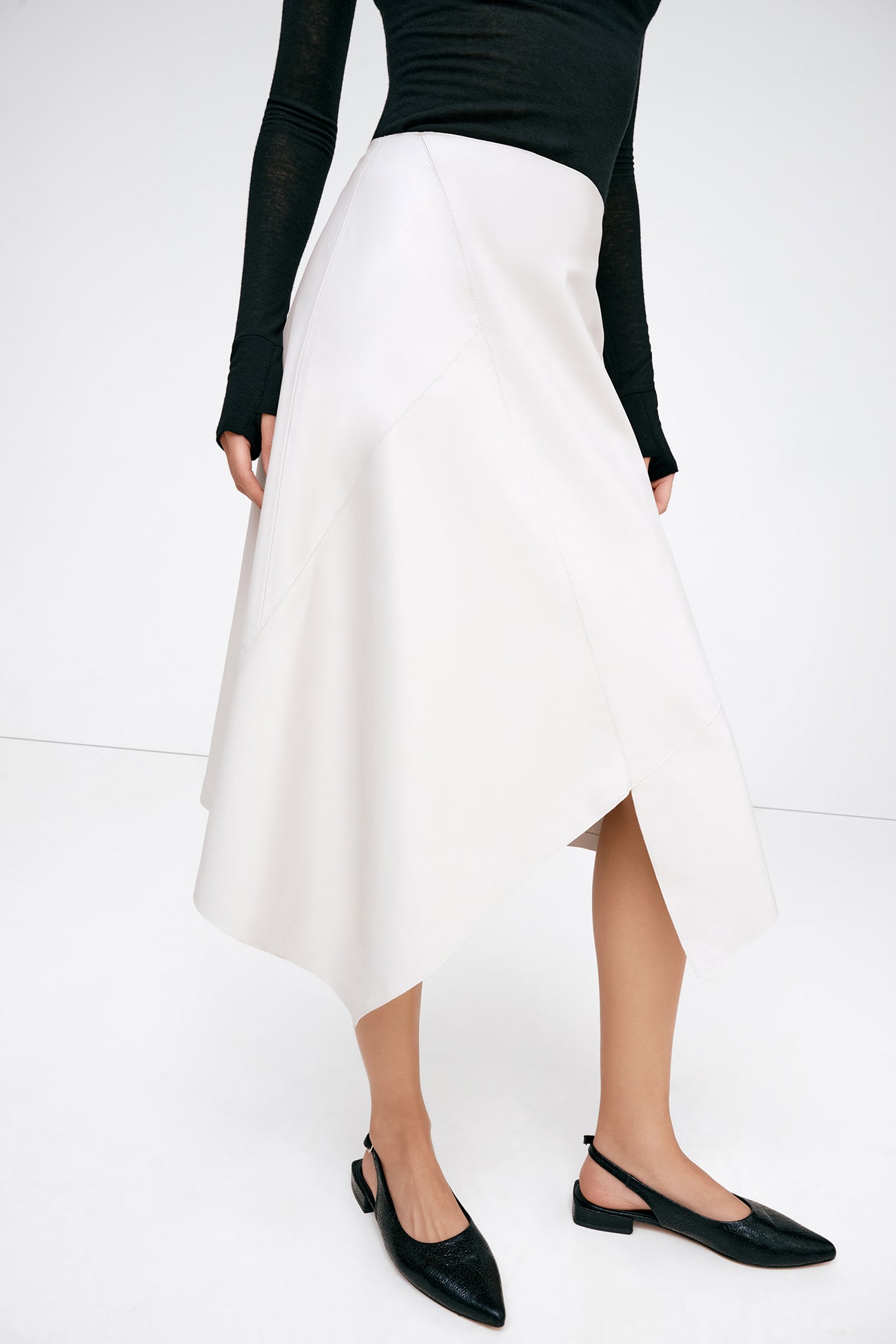 Vegan Leather Midi Skirt marshmellow