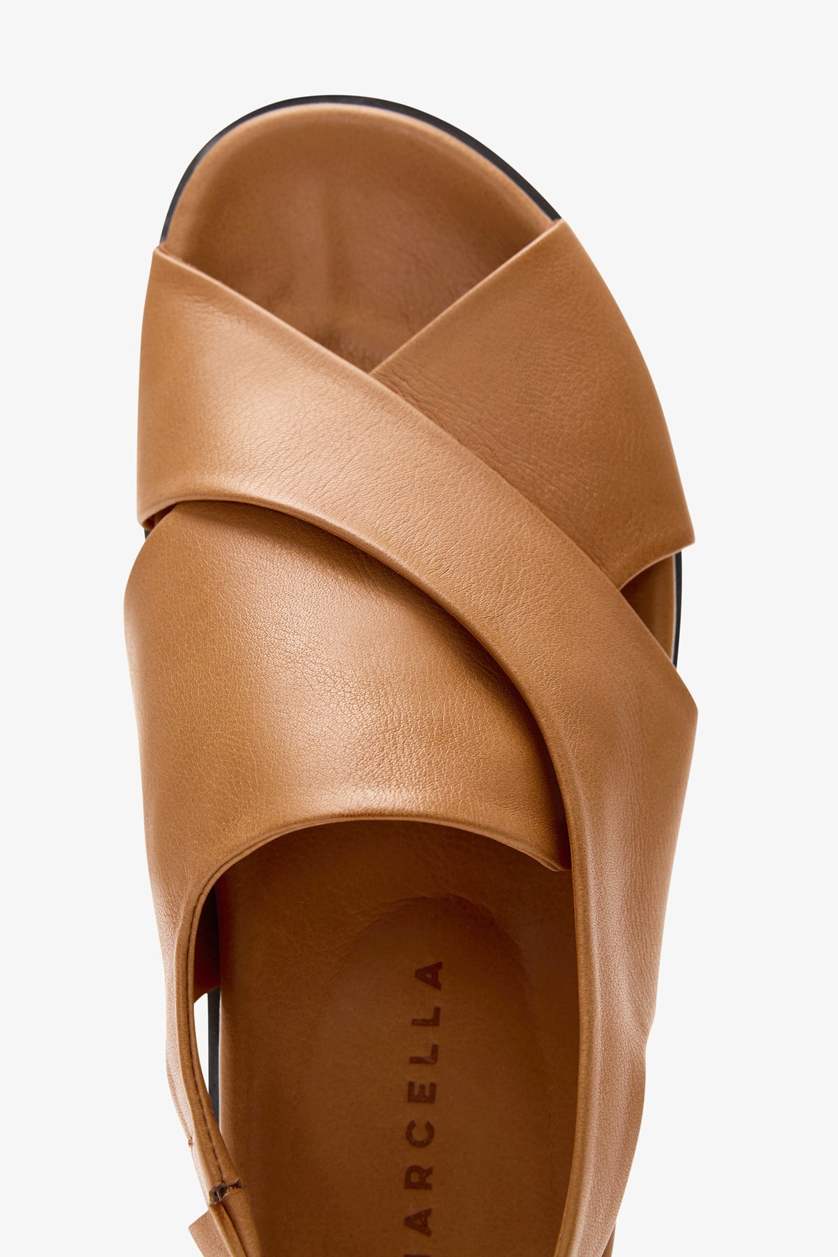 Made in Italy Leather Slide Sandals Neutral Tan Brown Cushioned Footbed Comfort Atom Floral Slide Sandal main image 3