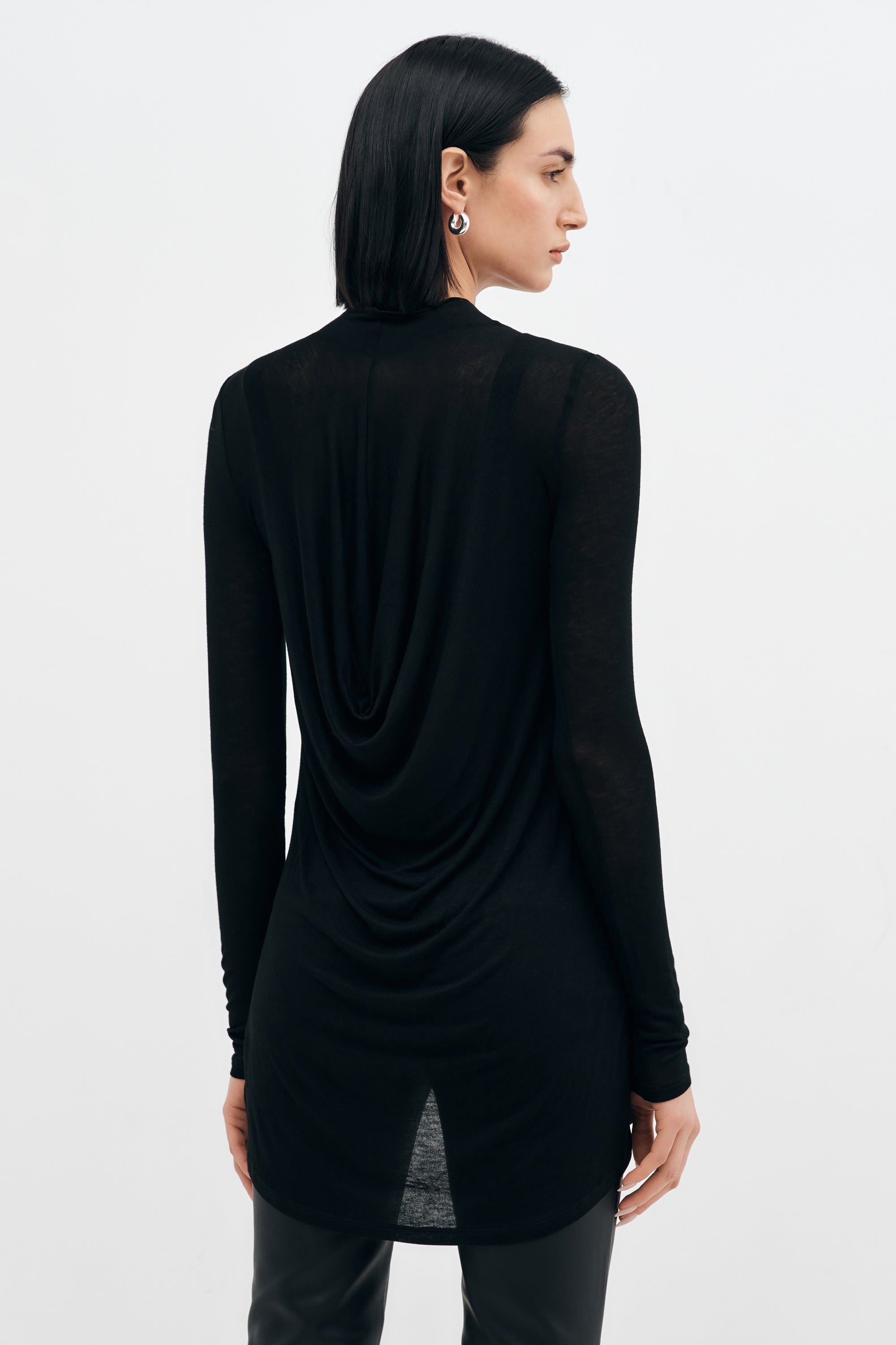 Sheer Black High-Low Hem Long Sleeve Top - Lawson Tunic | Marcella