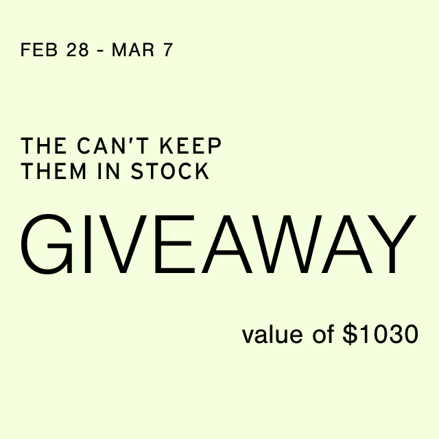 The Can't Keep Them In Stock GIVEAWAY! ($1030 Value)