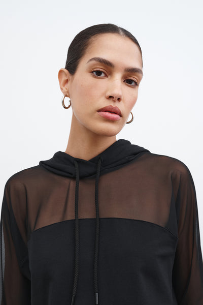 Black Oversized Hooded Sweatshirt - Park Sheer Hoodie | Marcella