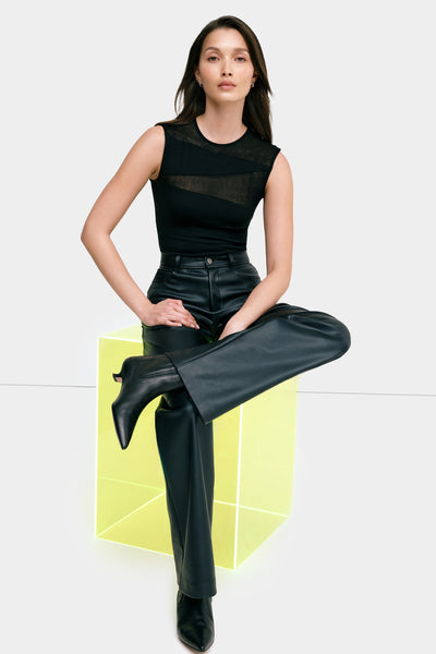 Black Sleeveless Geometric Fitted Top - Aaliyah Bodysuit
