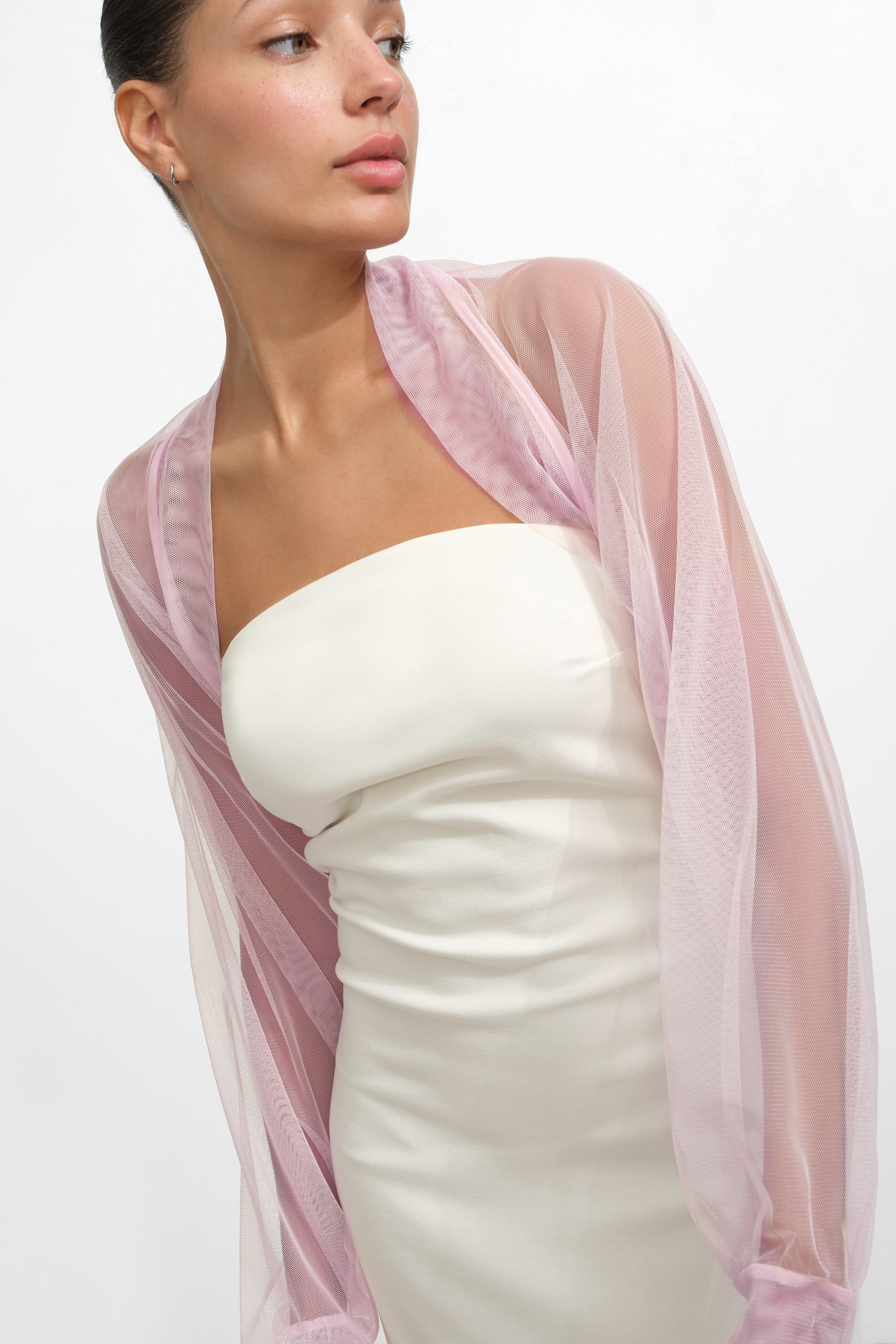 Olympia Bolero | Pink Luxe Mesh Sleeve Bolero Shrug