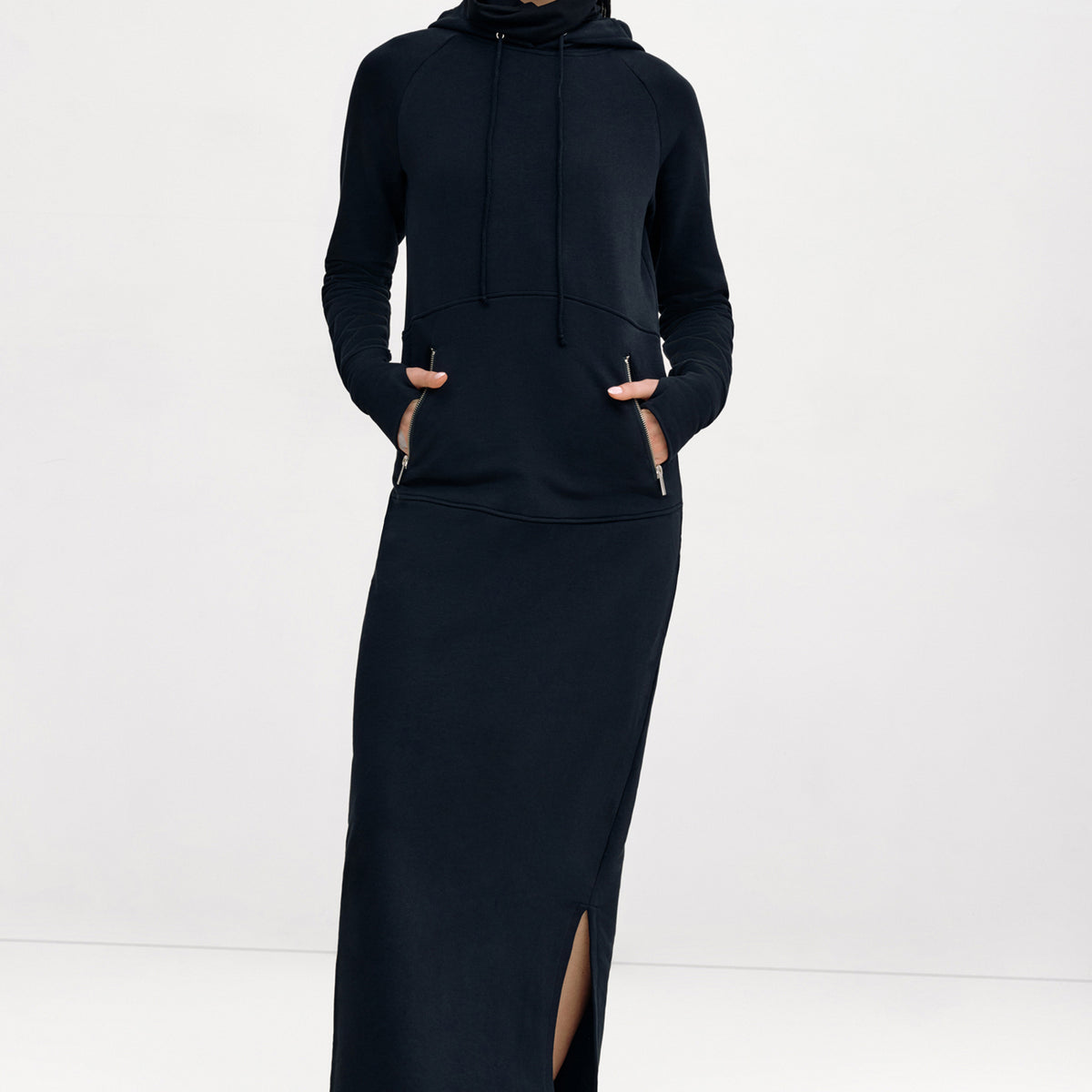sweatshirt dress dresses Marcella Elba Long Sleeve Sweatshirt Dress in Black | Women's Size 3XL | Midweight French Terry
