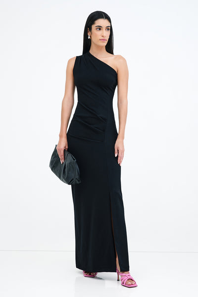 Black Asymmetric Sleeveless Gown - Winthrop Dress | Marcella