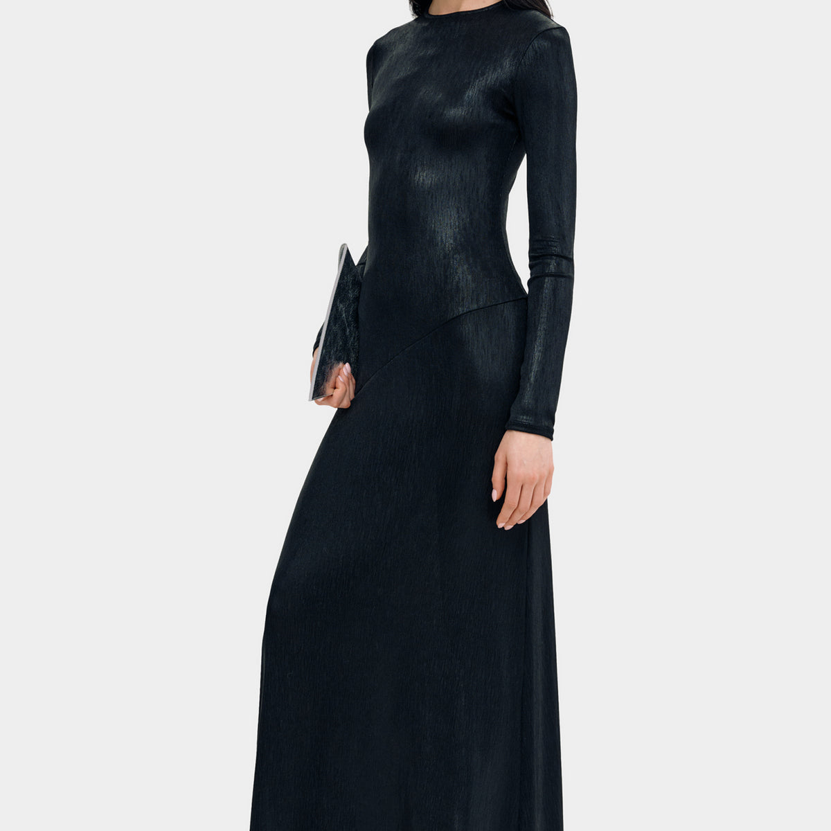 Marcella | Sommar Metallic Long Sleeve Dress in Onyx | Women's Size XL | Sparkly Lurex | Spring and Summer Clothing