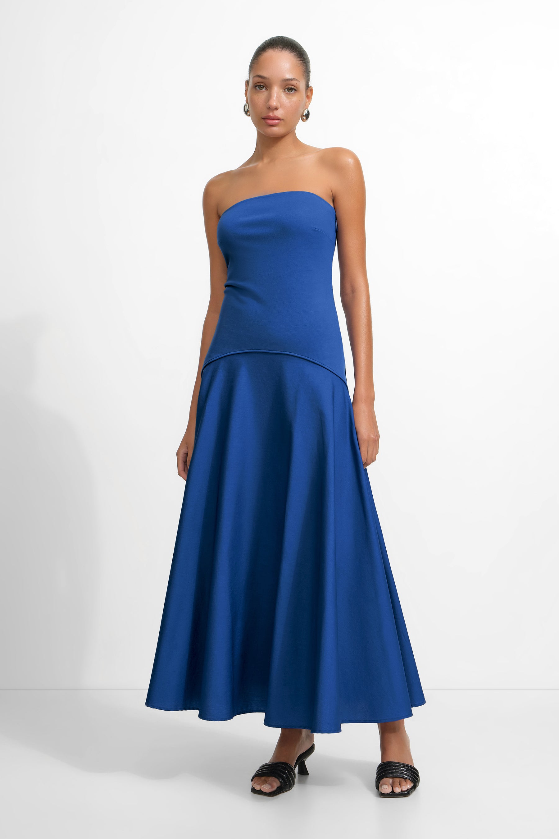 one shoulder white formal dress Taking Bets One Shoulder Satin Midi Dress White main image 0