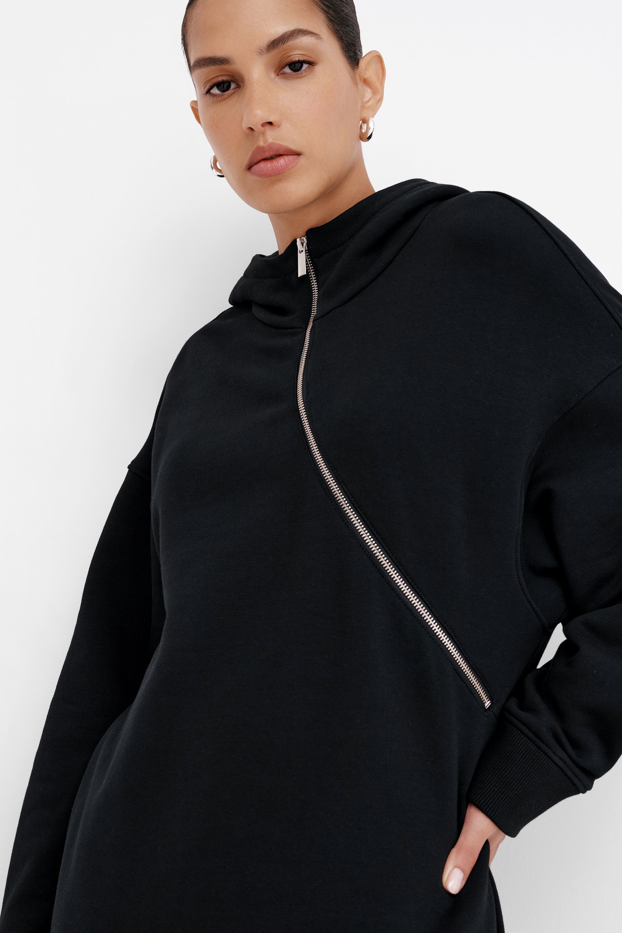 Black Hooded Maxi Sweatshirt Dress - Pell Sweatshirt Dress | Marcella