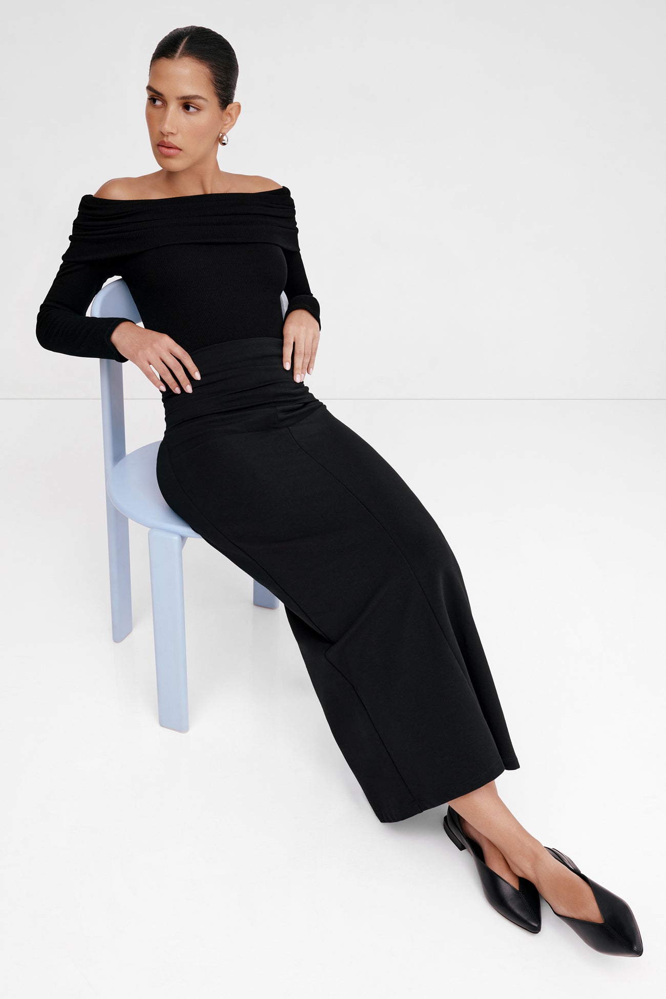 Women's Black Midi Skirt | Marcella