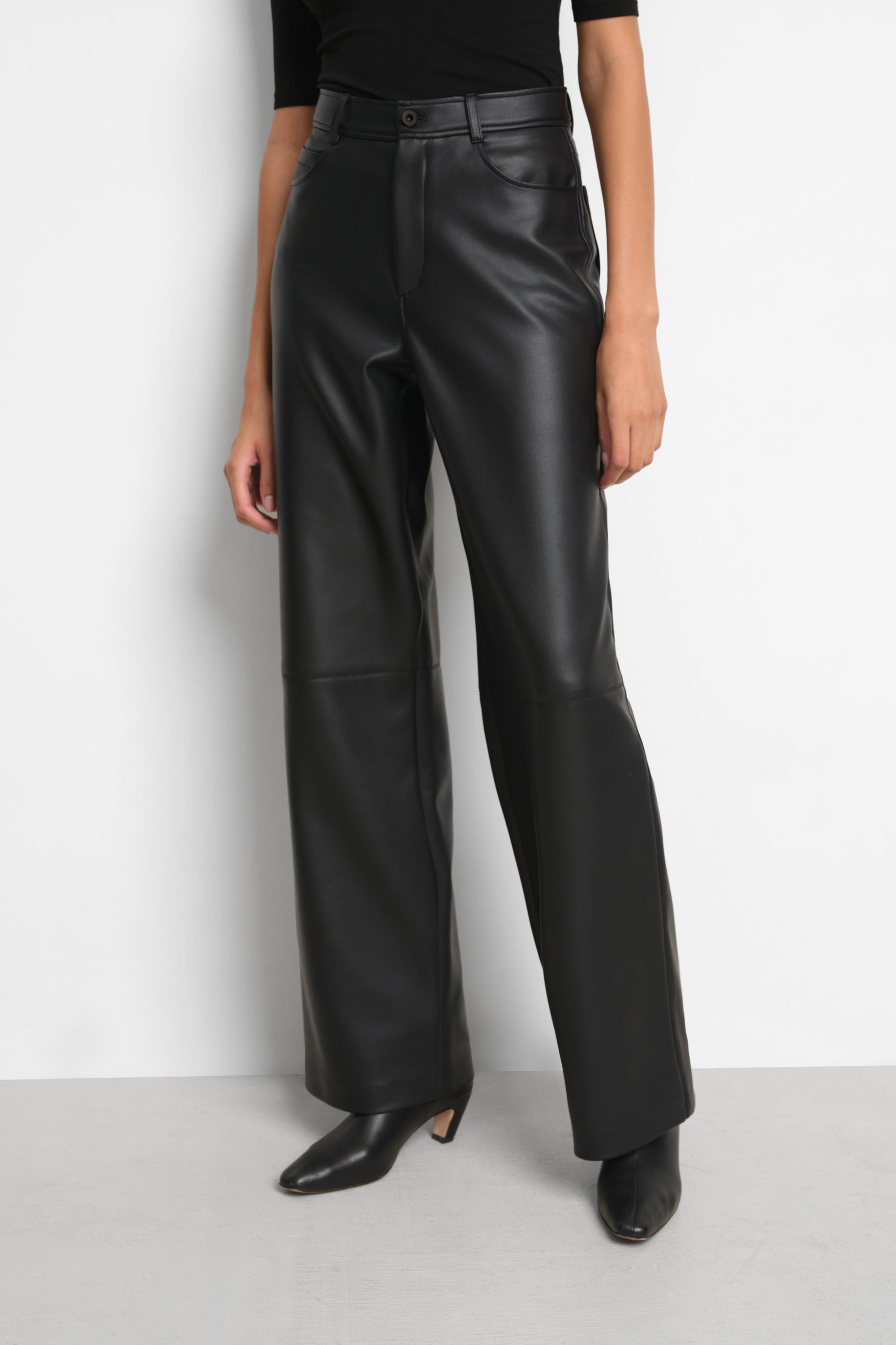 Julien Pants | Black Vegan Leather Wide-Leg Pants