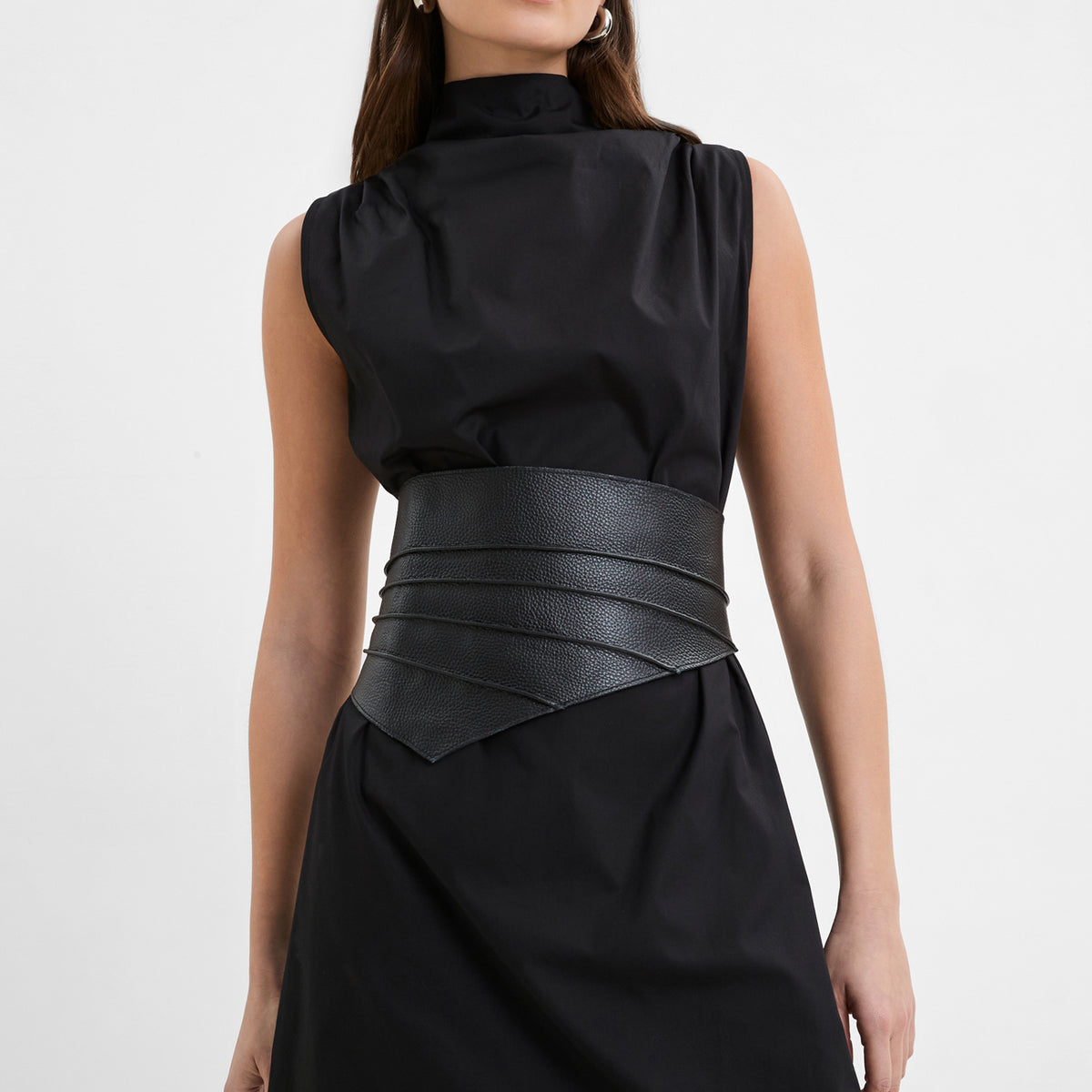 Marcella | Sheridan Belt in Black Pebble | Women's Size Small | Genuine Italian Leather