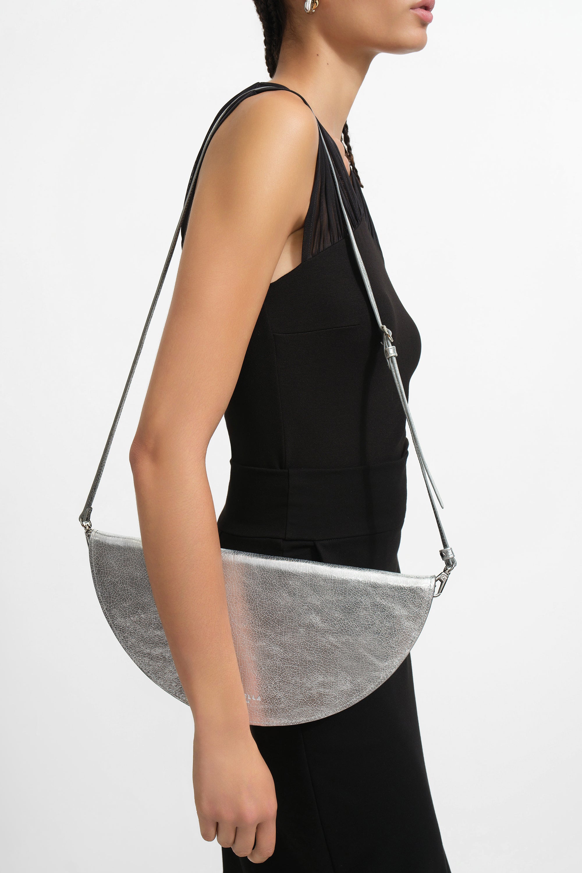 Luna Crossbody Purse | Silver Leather Convertible Crossbody