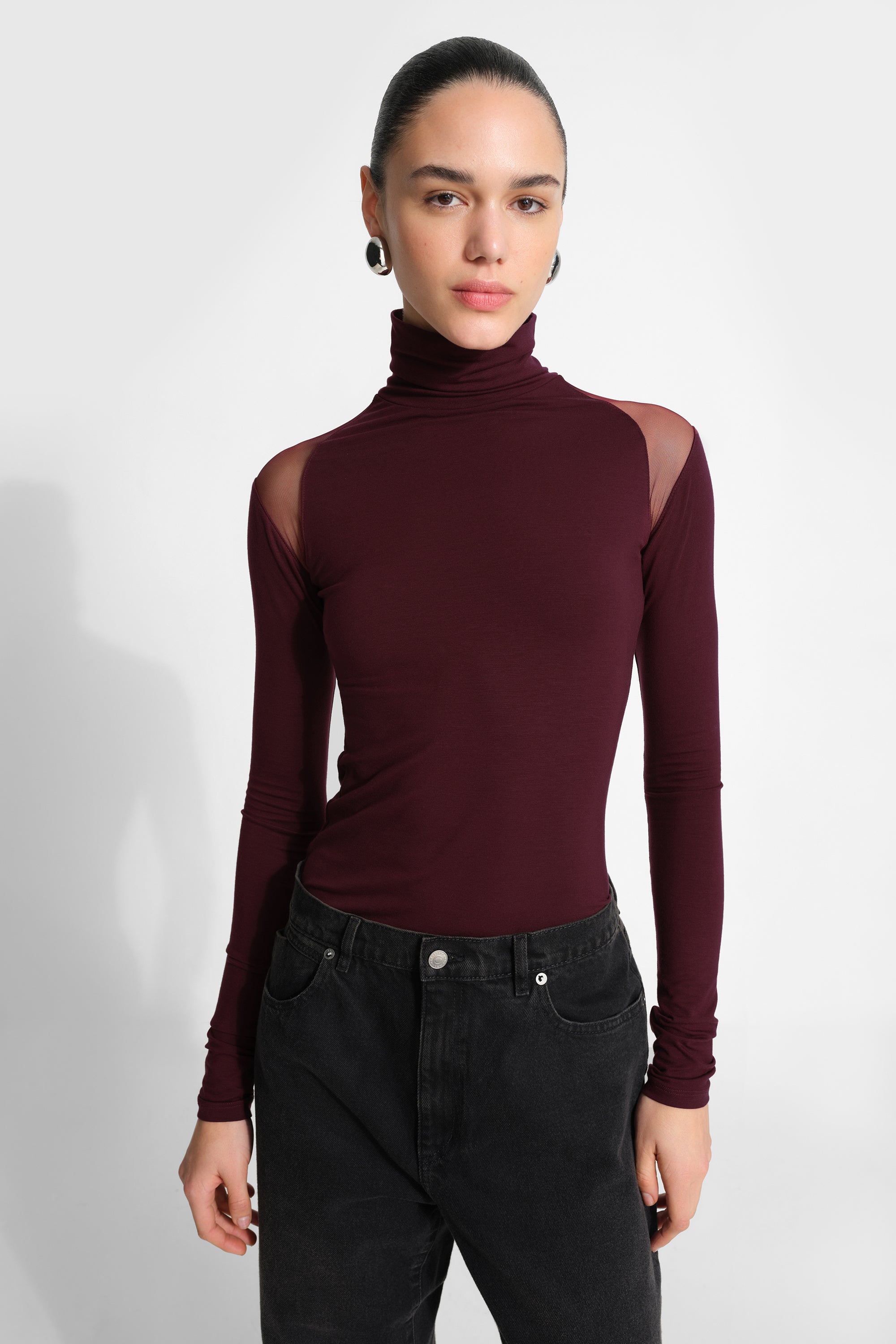 Maria Turtleneck | Black Sustainable & Mesh Top