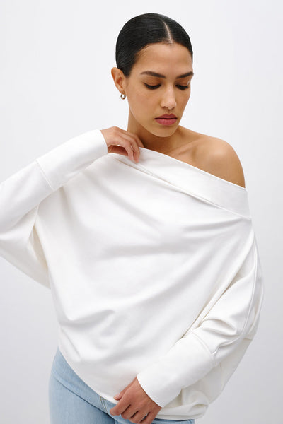 Off White Off-Shoulder Pullover Top - Lauren Sweatshirt