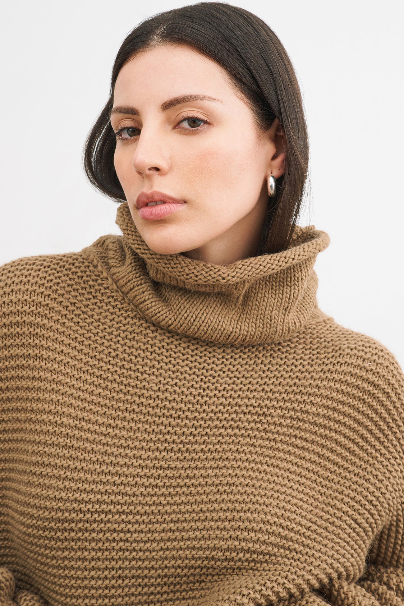 Camel Wool Knit Pullover - Pia Turtleneck Sweater | Marcella