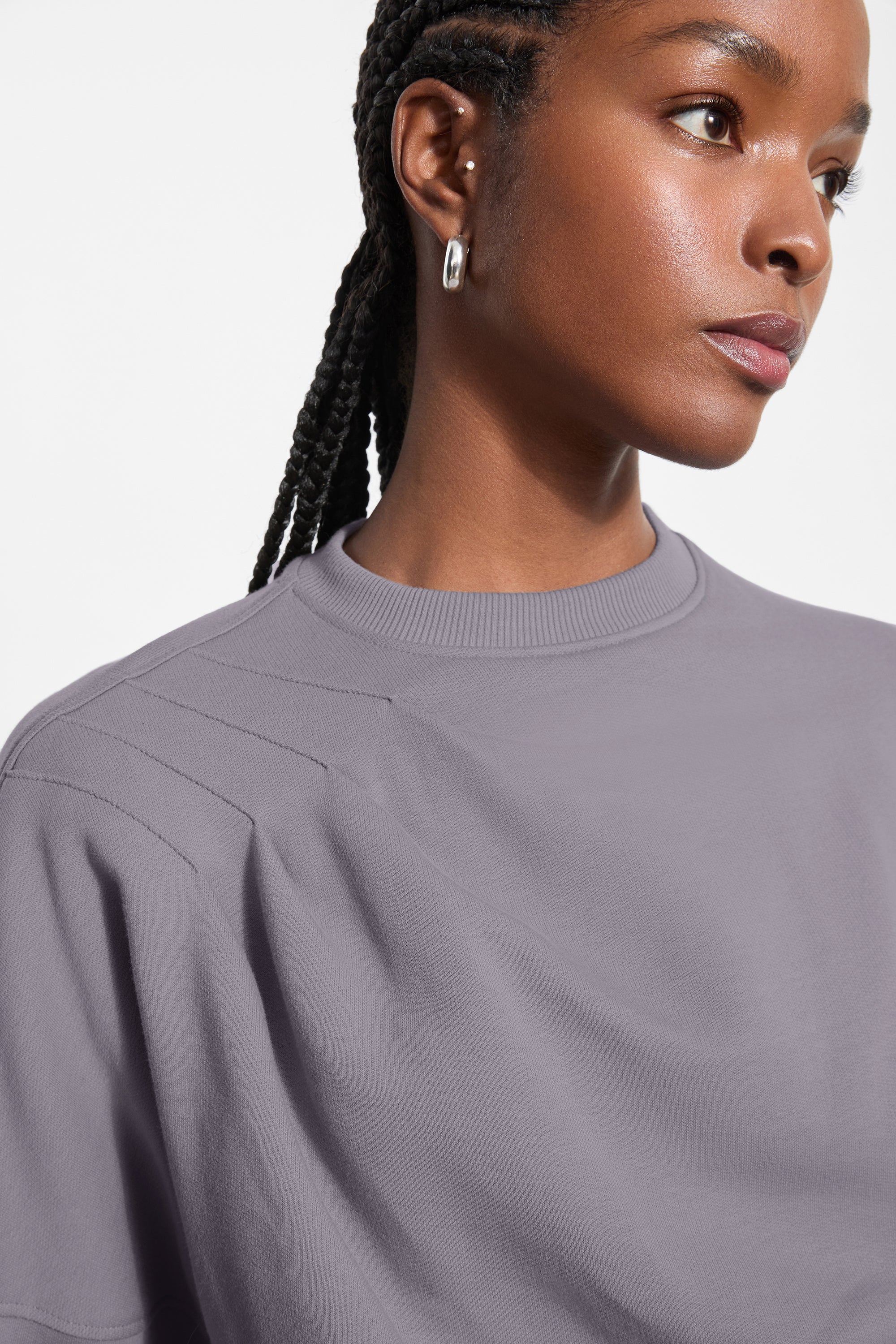 Fog Grey Draped Pullover Sweatshirt Top - Brynn Sweatshirt | Marcella