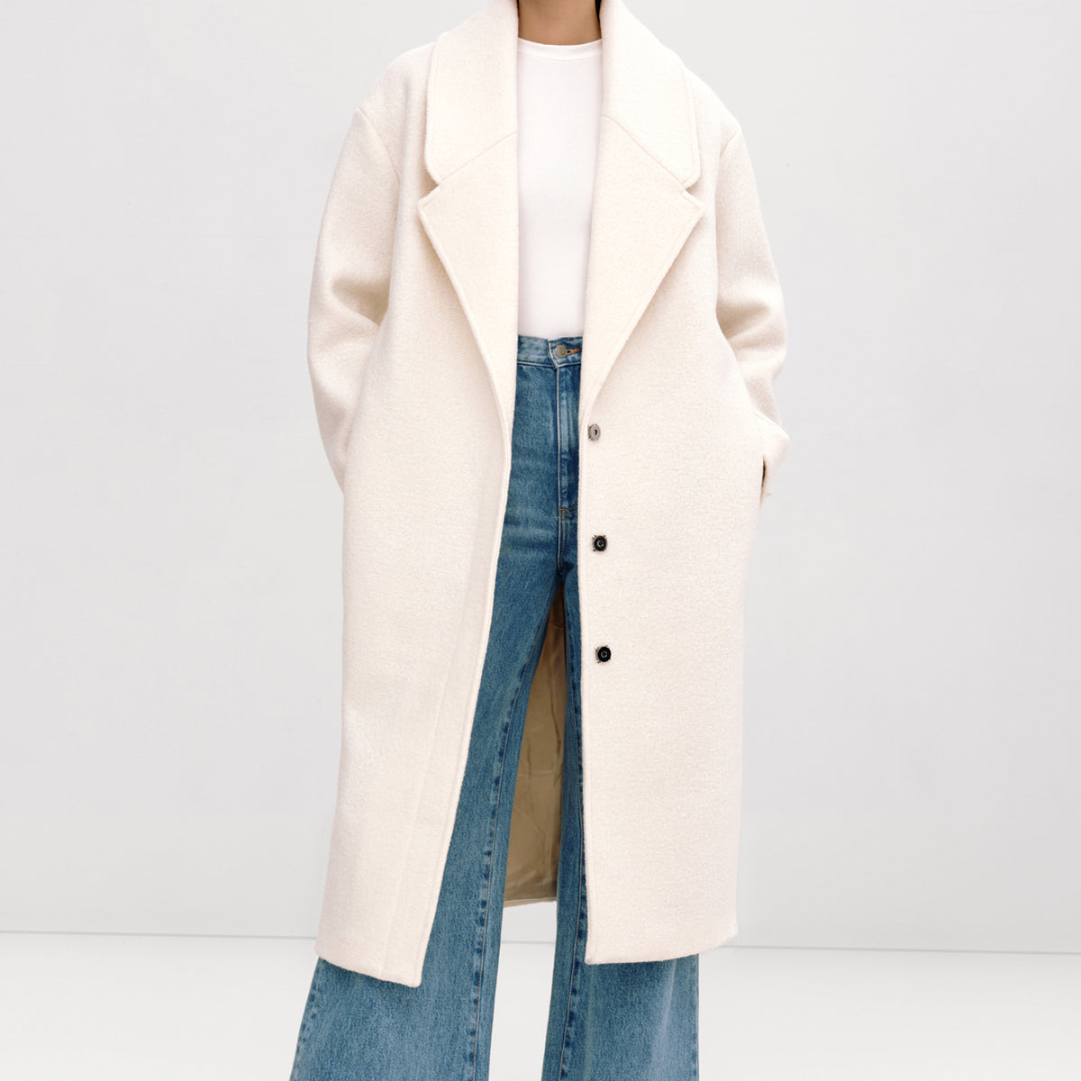 Oversized Women's Cream Wool Winter Coat Elizabeth Coat Marcella