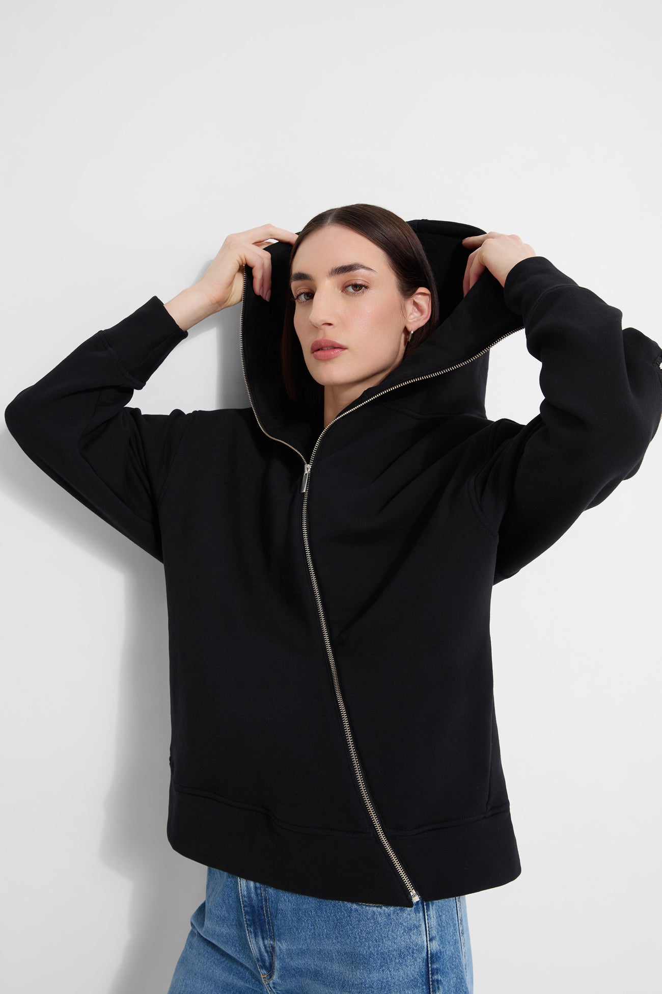 Women's Oversized Hoodie with High Neck Zip | Marcella