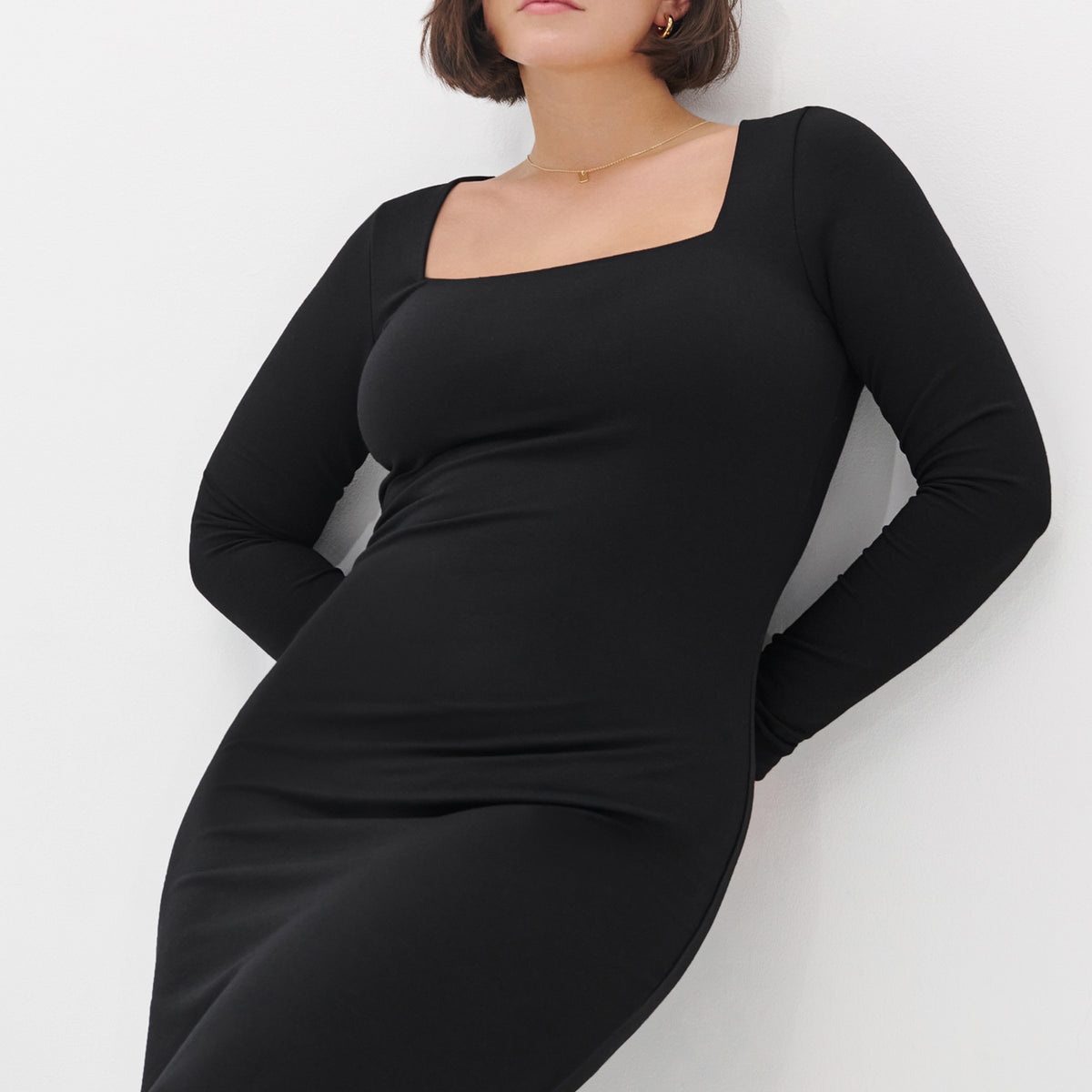 Na Kd Square Neck Ribbed Dress Square Neck Slit Rib Dress Black NA-KD Na Kd Square Neck Ribbed Dress Square Neck Slit Rib Dress Black NA-KD
