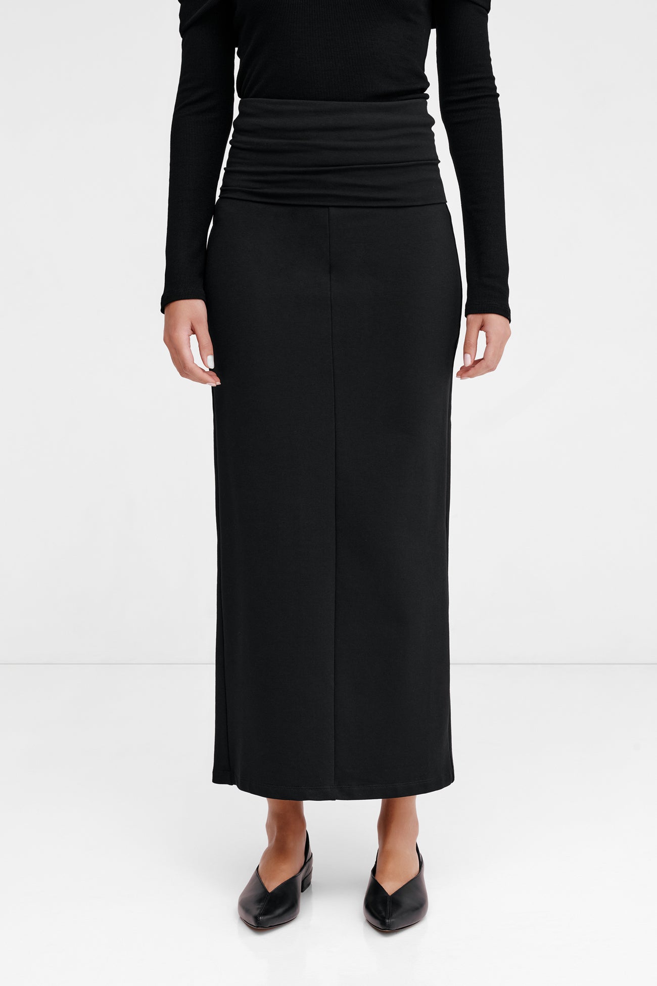 Belmont Skirt | Black Light European French Terry Maxi Skirt