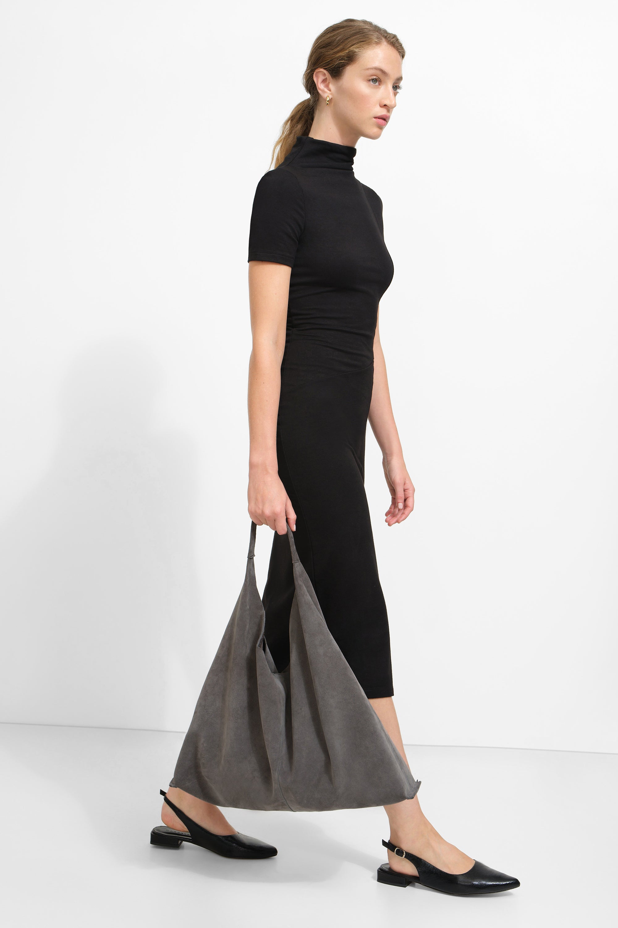 Kelly Tote | Grey European Leather Oversized Tote