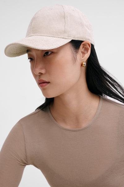 Off White Textured Ribbed Cap - Mason Corduroy Baseball Hat